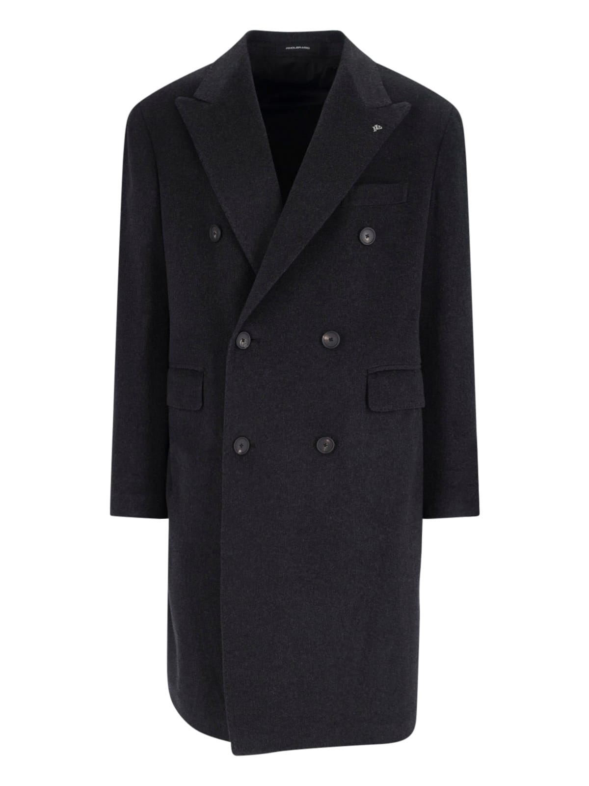 Tagliatore Black Double-breasted Coat With Four Pockets In Gray