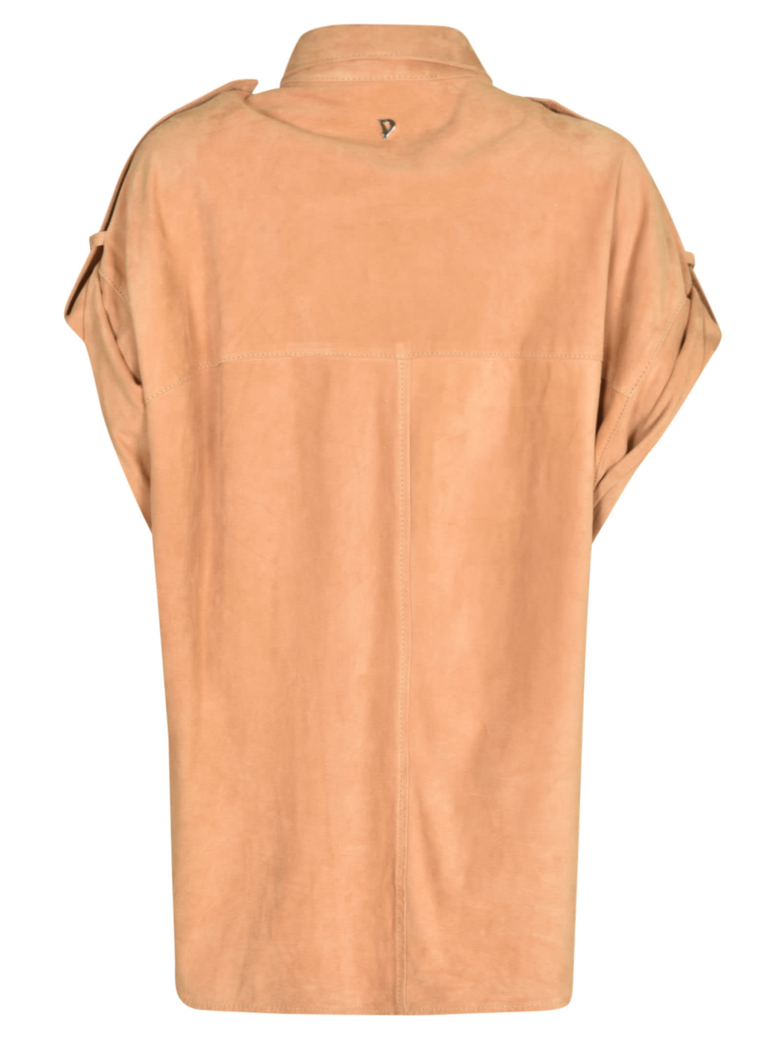Shop Dondup Asymmetric Sleeved Round Hem Shirt In Brown