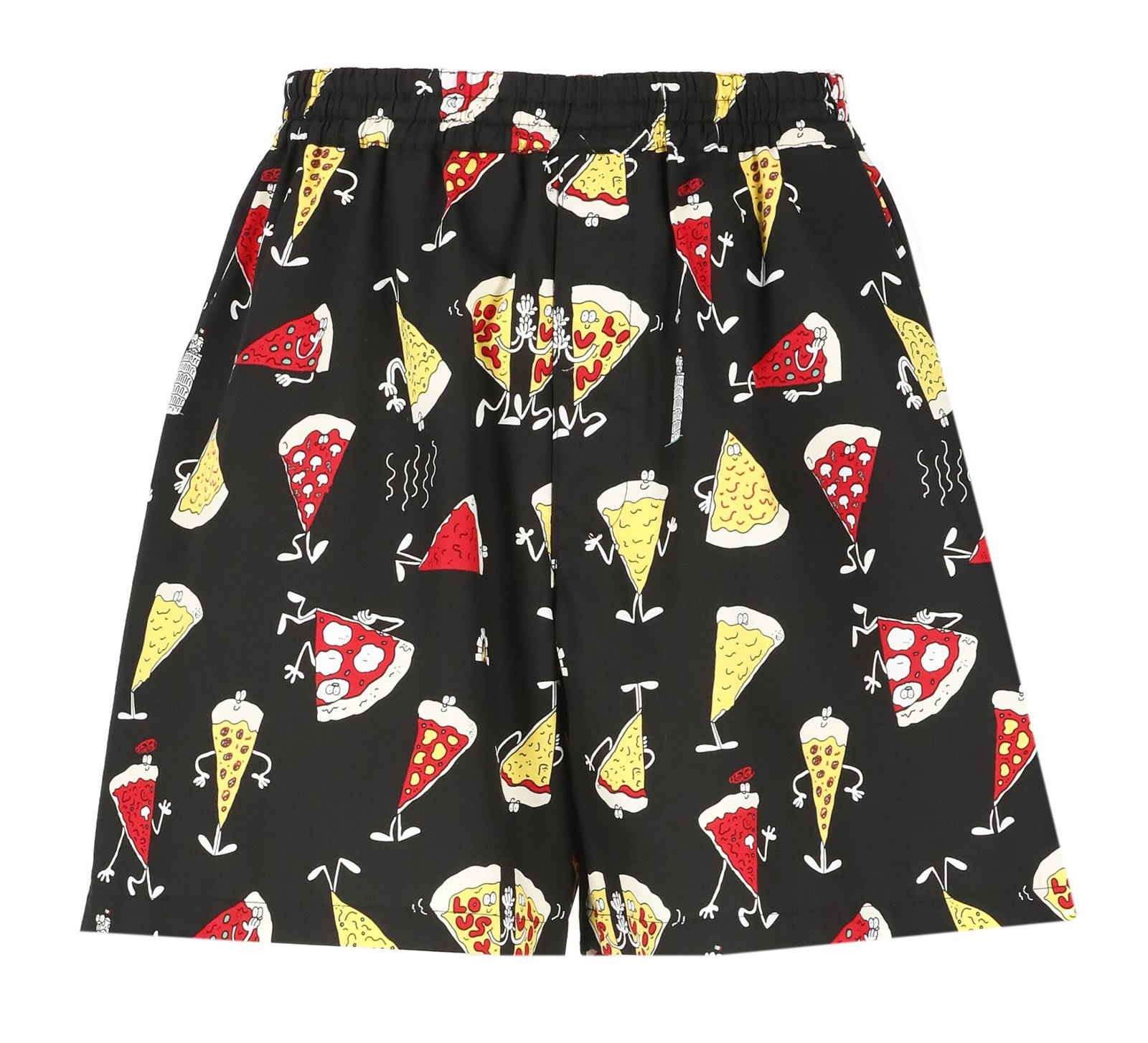 Shop Junya Watanabe Graphic-printed Elasticated Waistband Shorts In Bk/yl/rd