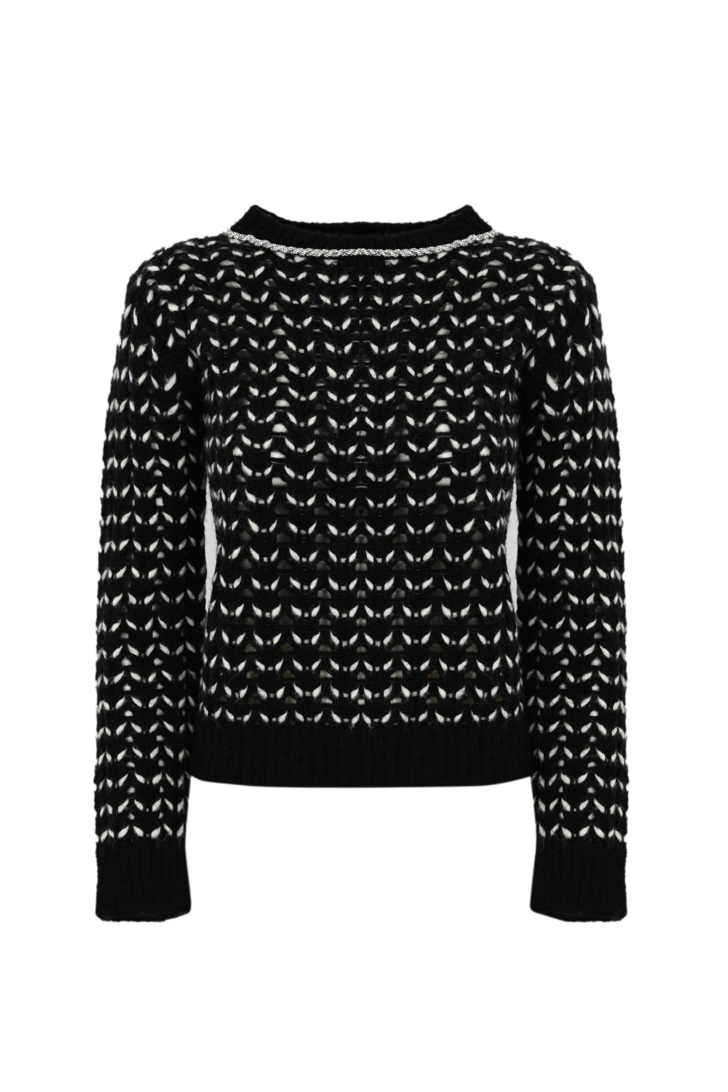 Shop Max Mara Guinea Wool Yarn Sweater In Black/white