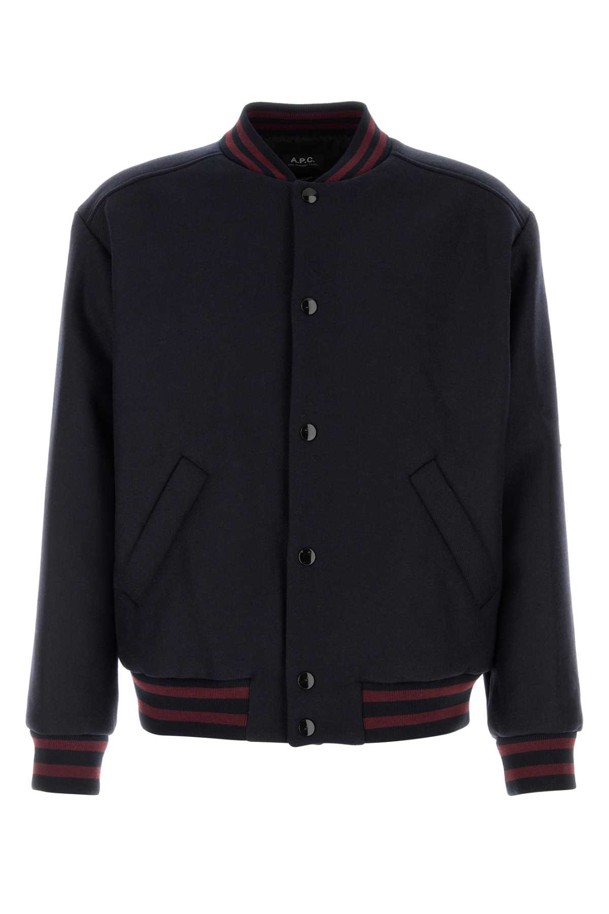 A. P.C. Midnight Blue Wool Blend Bomber Jacket A. P.C. Midnight Blue Wool Blend Bomber Jacket