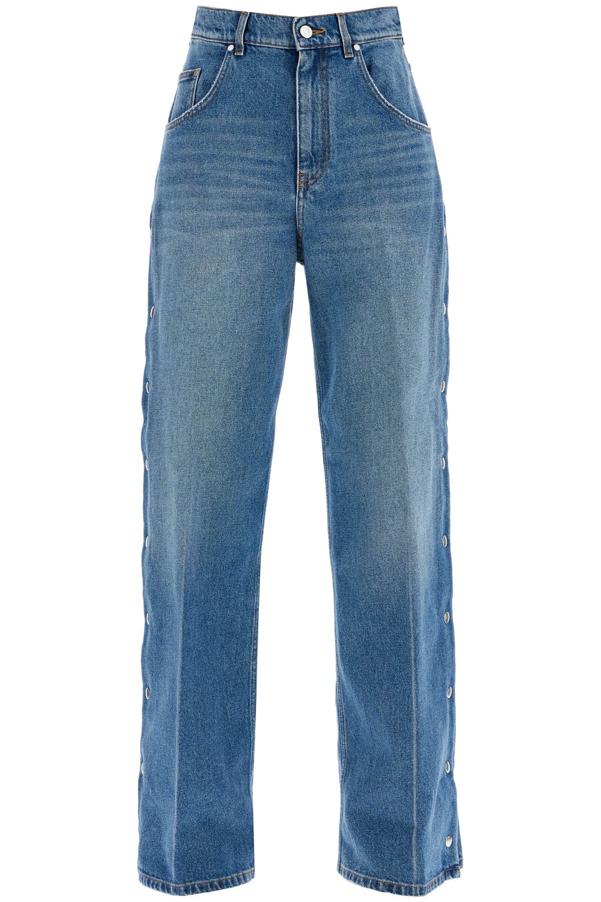 Shop Stella Mccartney Buttoned Ripped Jeans With Sl In Vintage Blue Denim (blue)