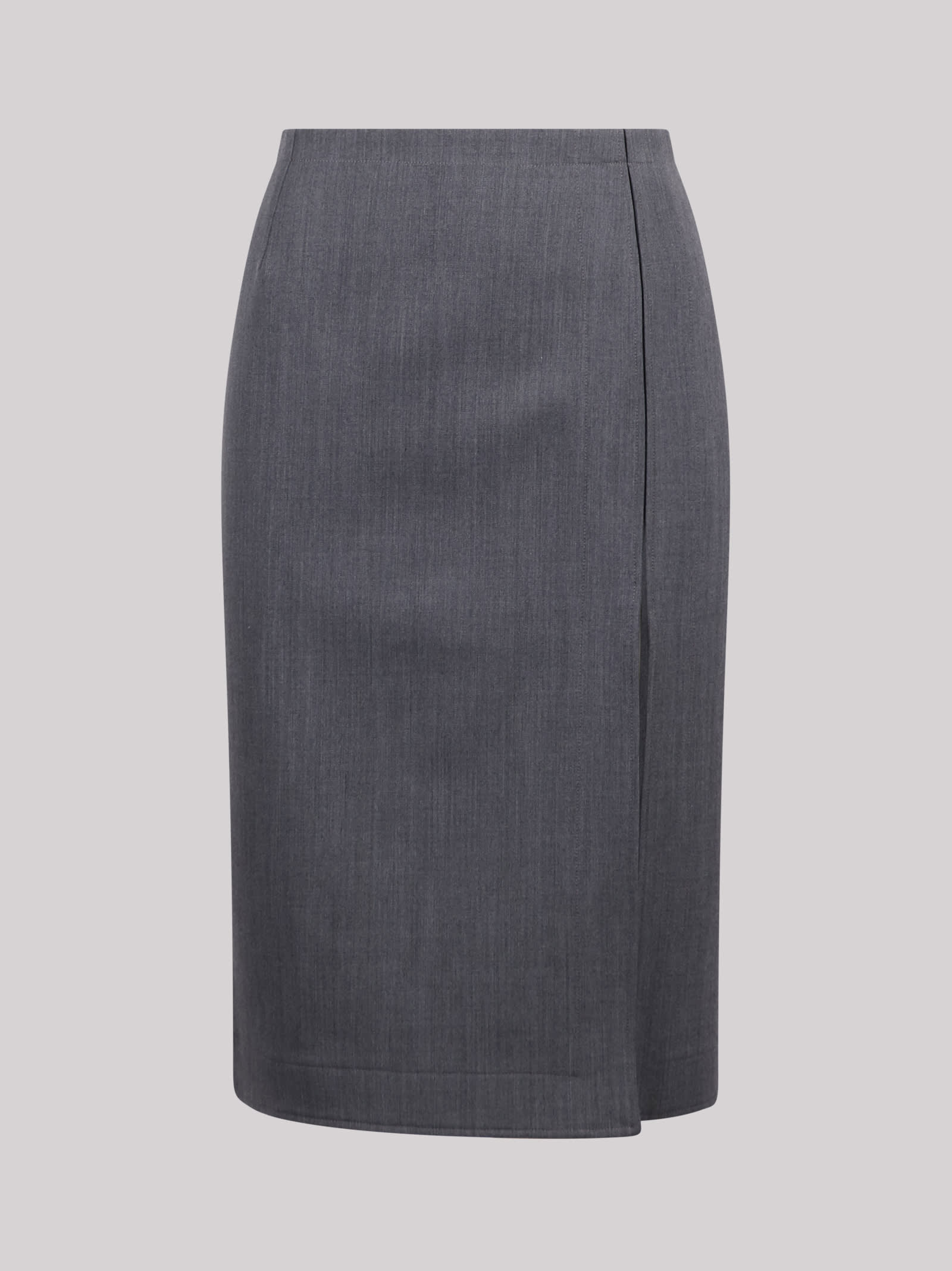 Shop N°21 Mid-rise Side-slit Skirt In Grey