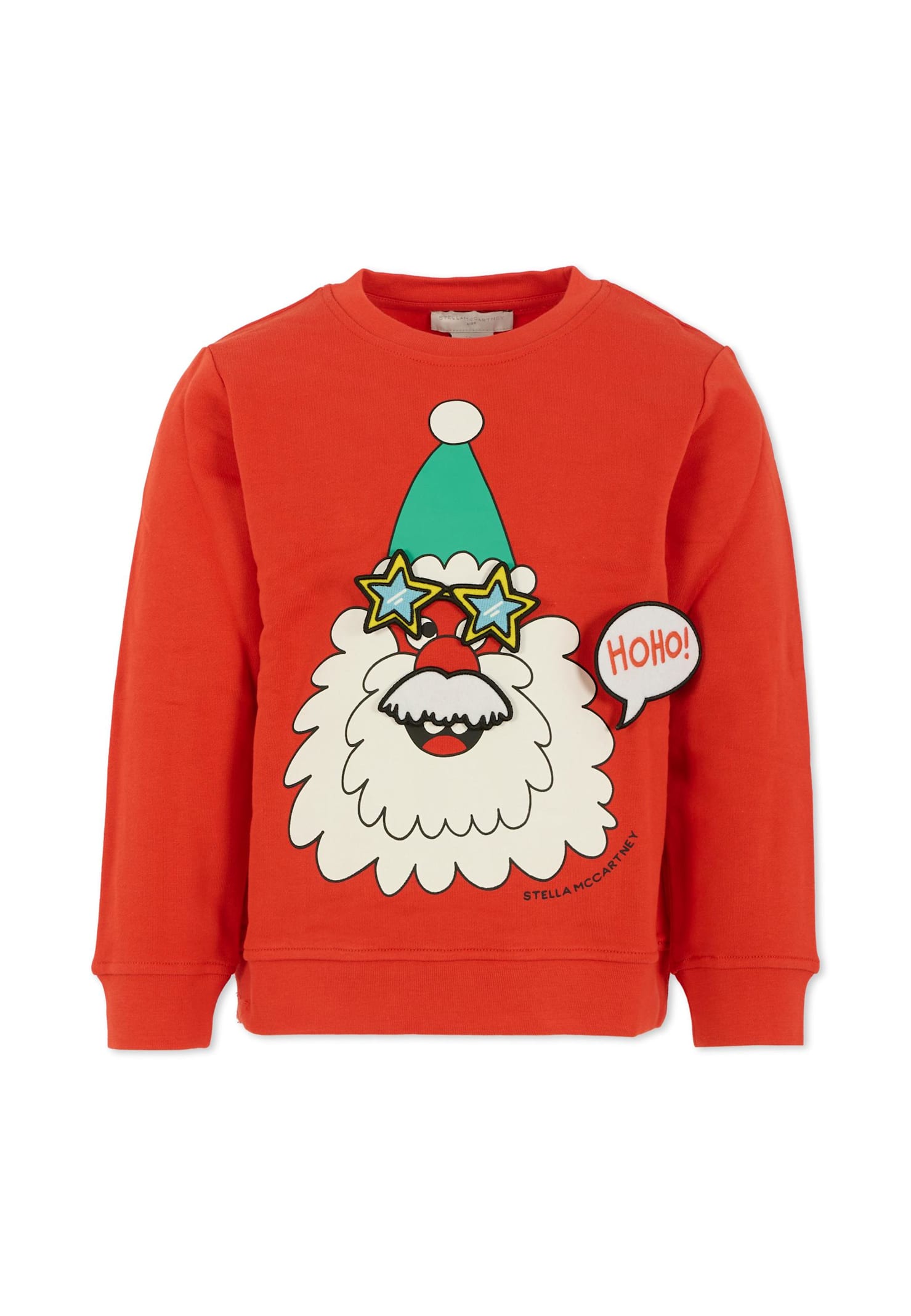 Stella Mccartney Red Sweatshirt For Kids With Santa Claus In Red