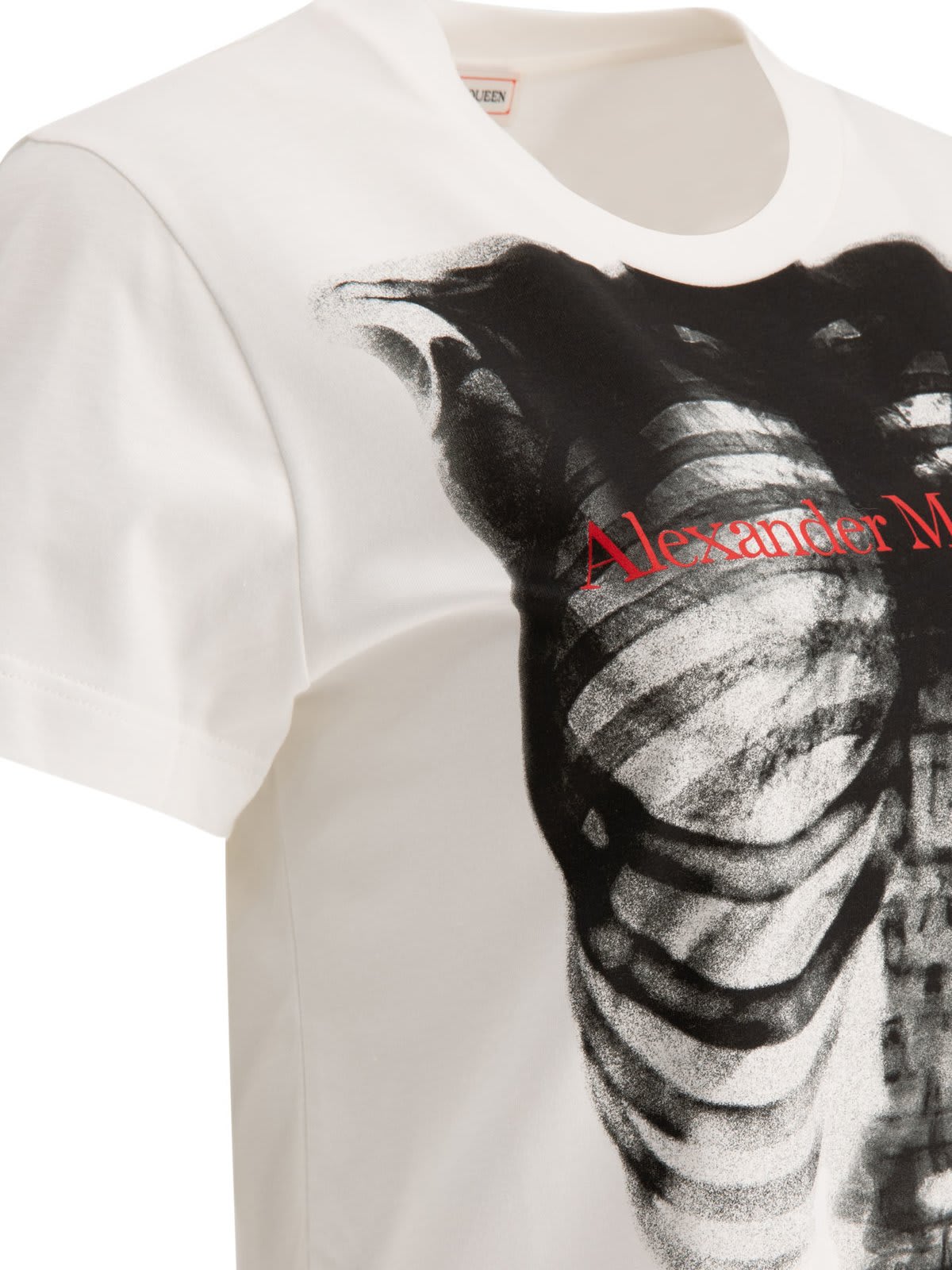 Shop Alexander Mcqueen Ribcage Fitted T-shirt In Bianco