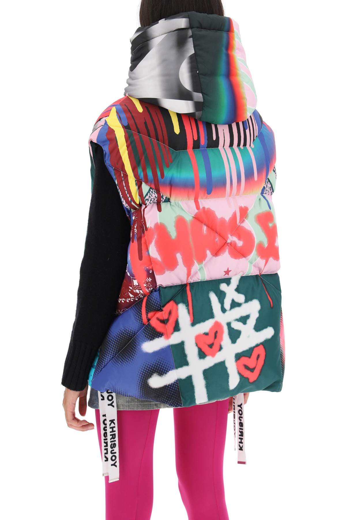 Shop Khrisjoy Graffiti Print Iconic Down Vest In Graffiti Multicolor