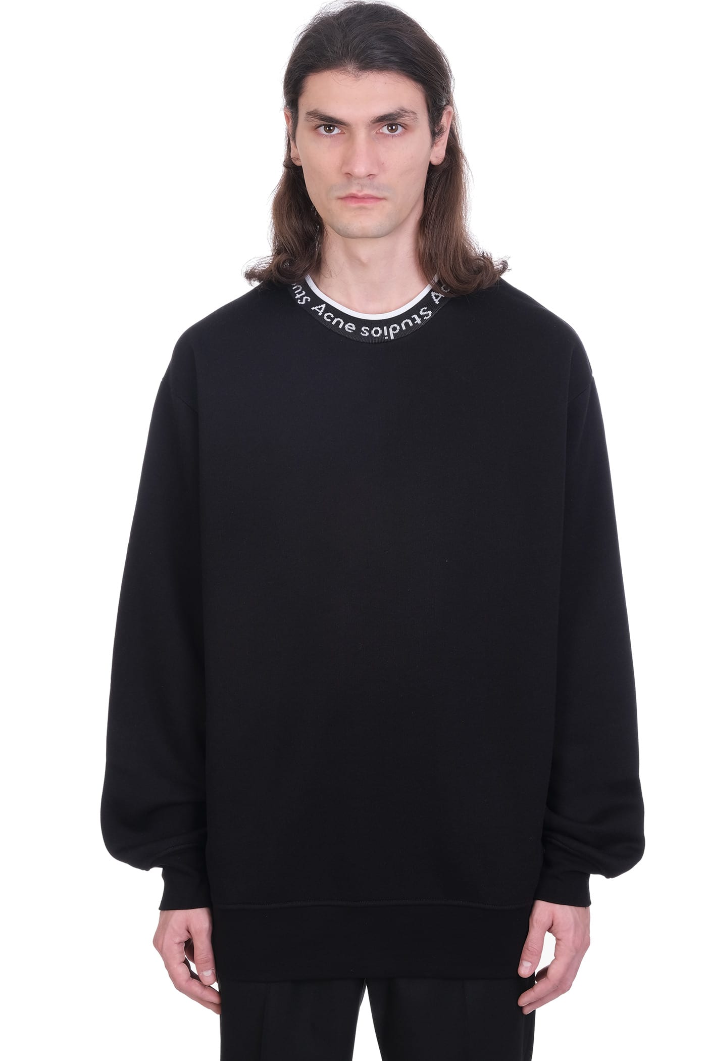 Acne Studios Fulton Logo Rib Sweatshirt In Black Viscose