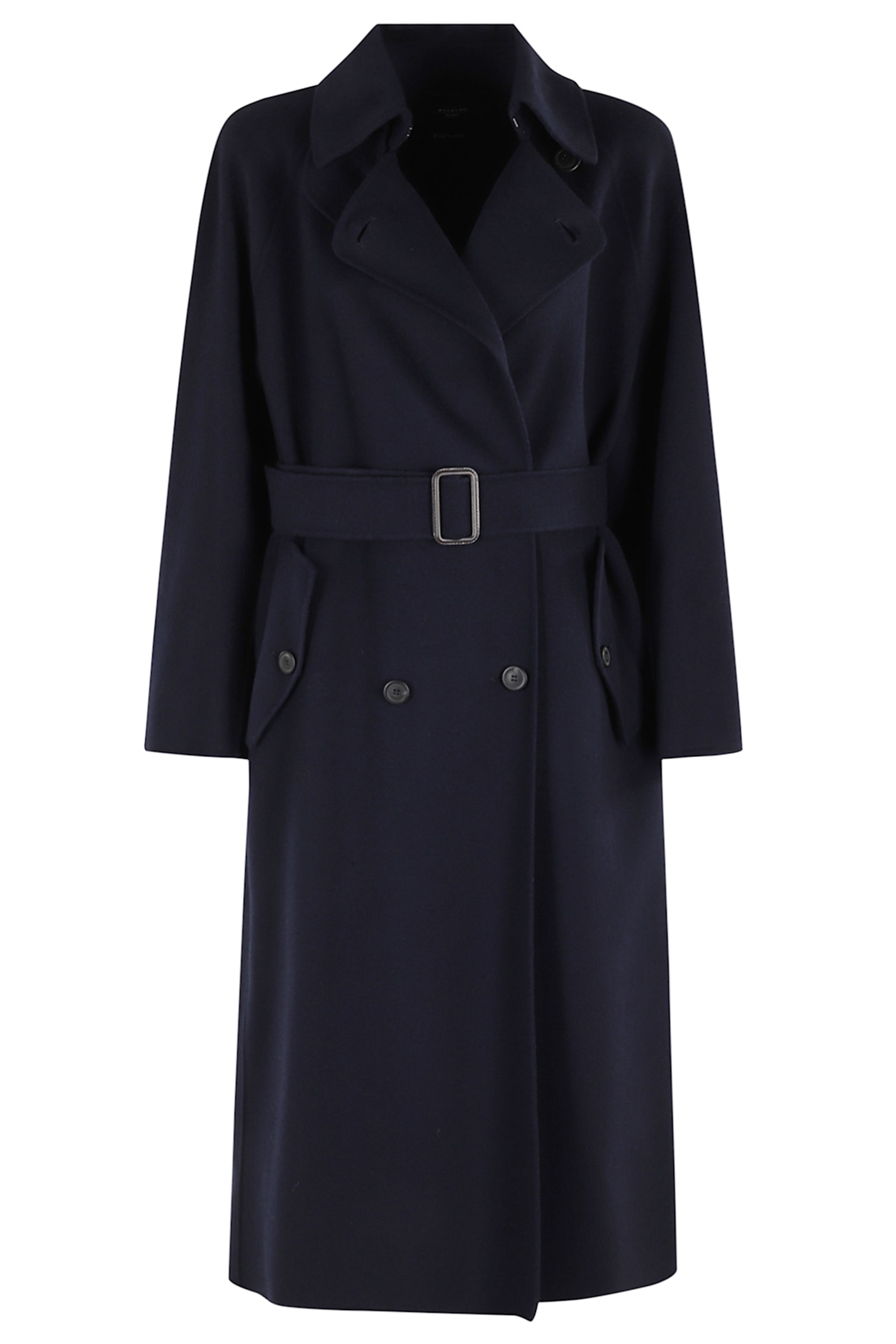 Weekend Max Mara Long-sleeved Double-breasted Coat In Black