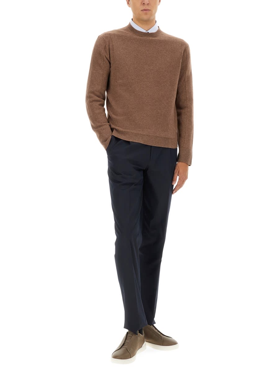 Zegna Wool And Cashmere Sweater In Brown