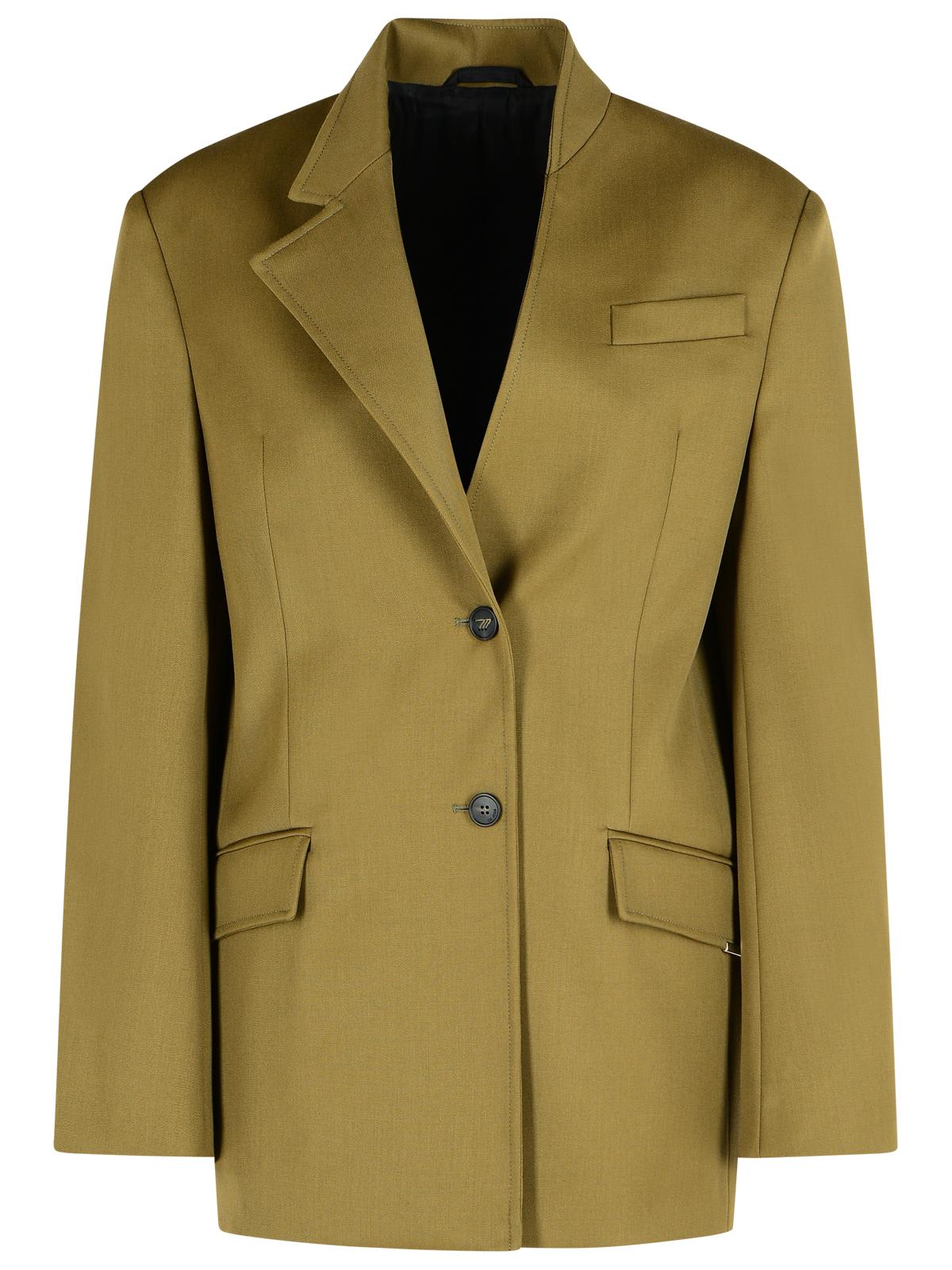 Attico Green Jacket With Asymmetric Closure On The Front In Green