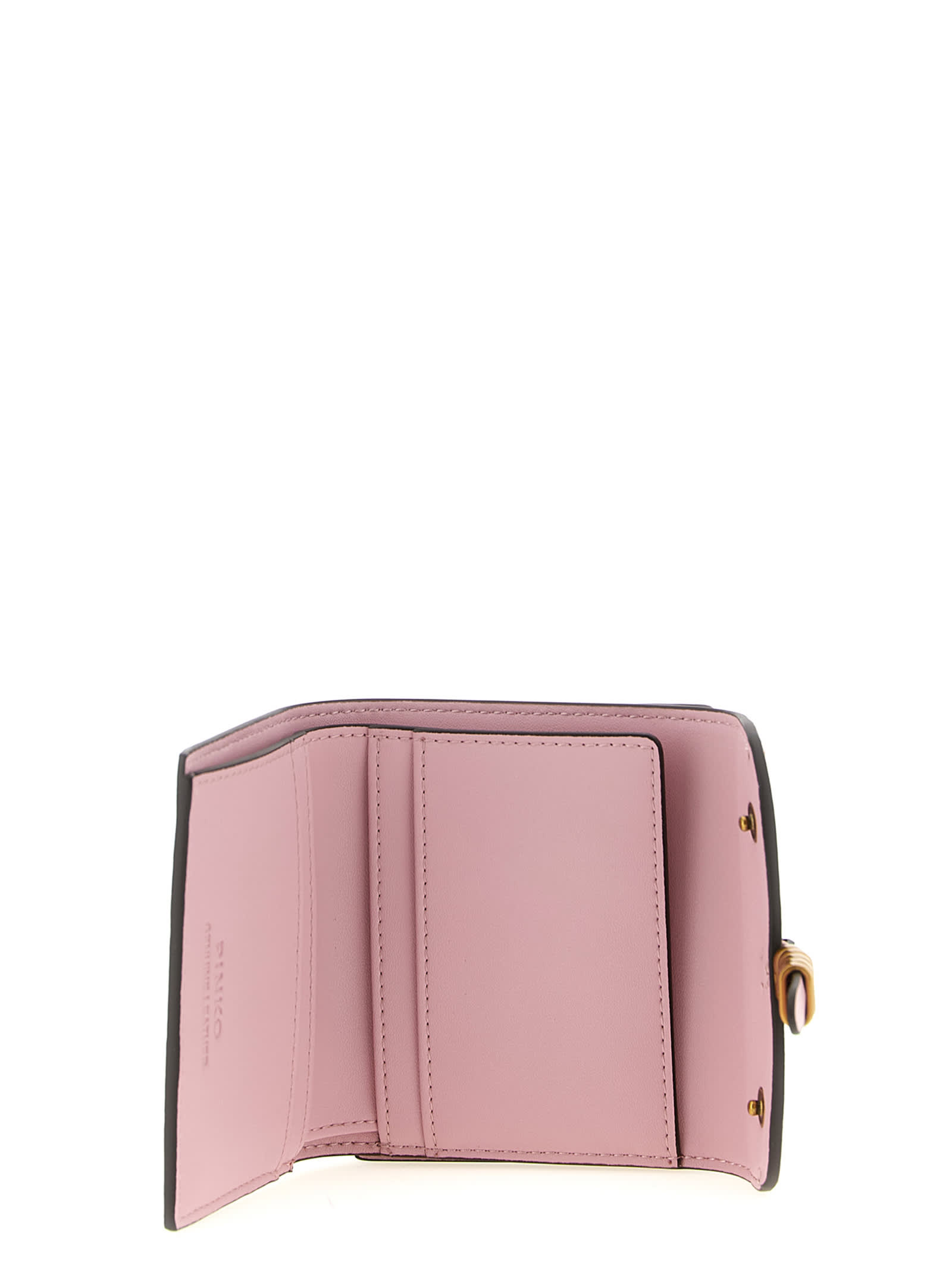 Pinko Buckle Leather Wallet In Pink