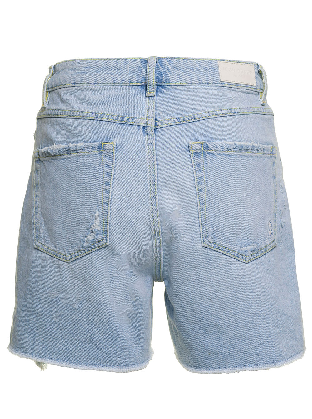 Shop Icon Denim Sam Light Blue Shorts With Raw Edge In Cotton Denim Woman