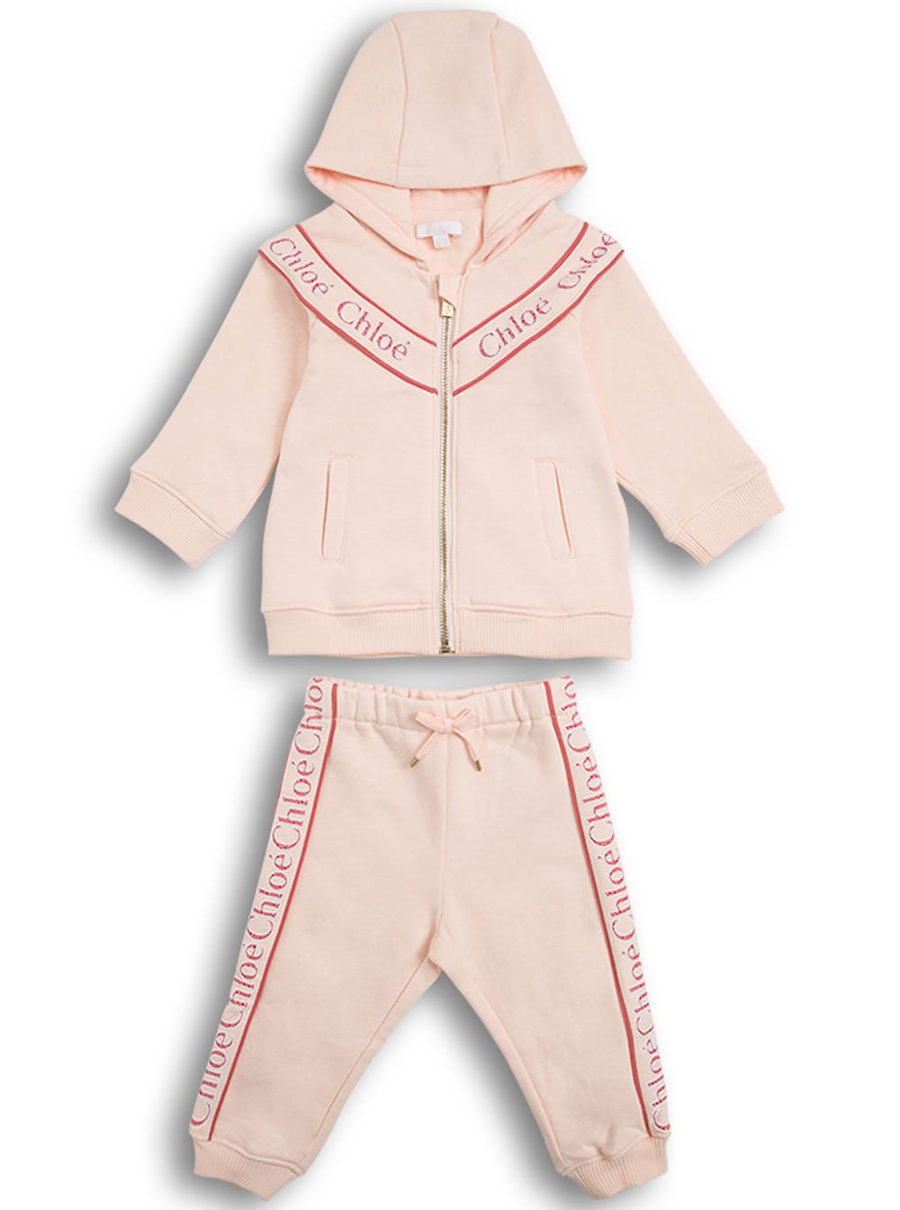 Chloé Coordinated Pink Cotton Suit With Logo