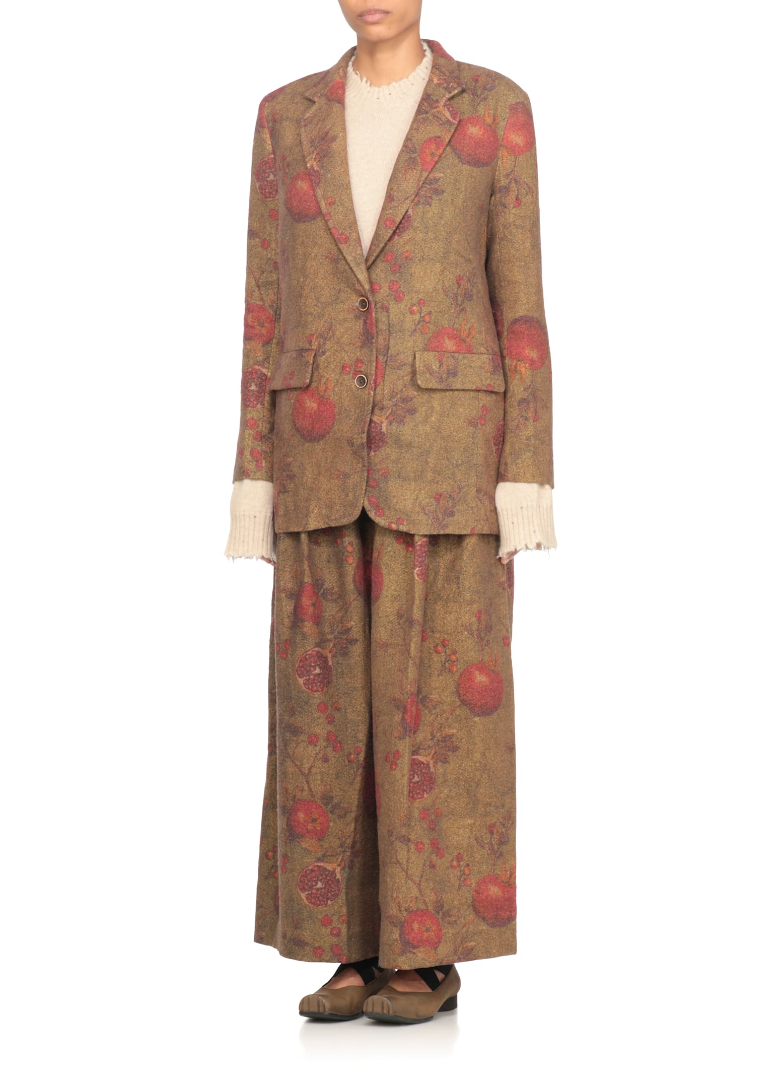 Uma Wang Floral Pattern Blazer Long Sleeves In Green