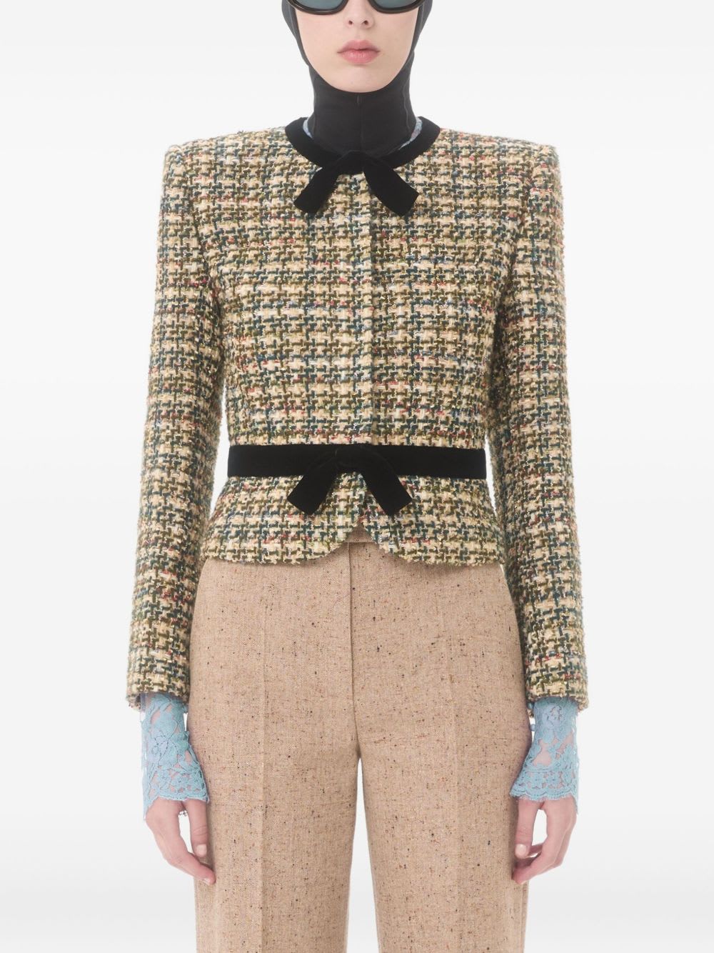 Valentino Womens Multicolor. Tweed Cropped Woven Jacket In Multi