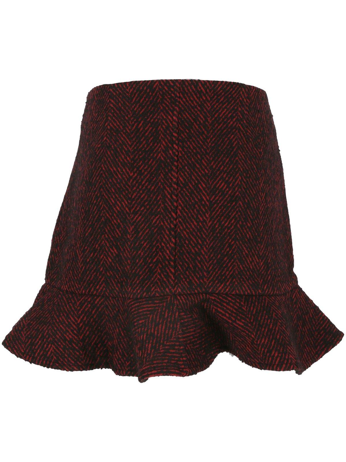 Shop Ganni Herringbone Mini Skirt In Winery