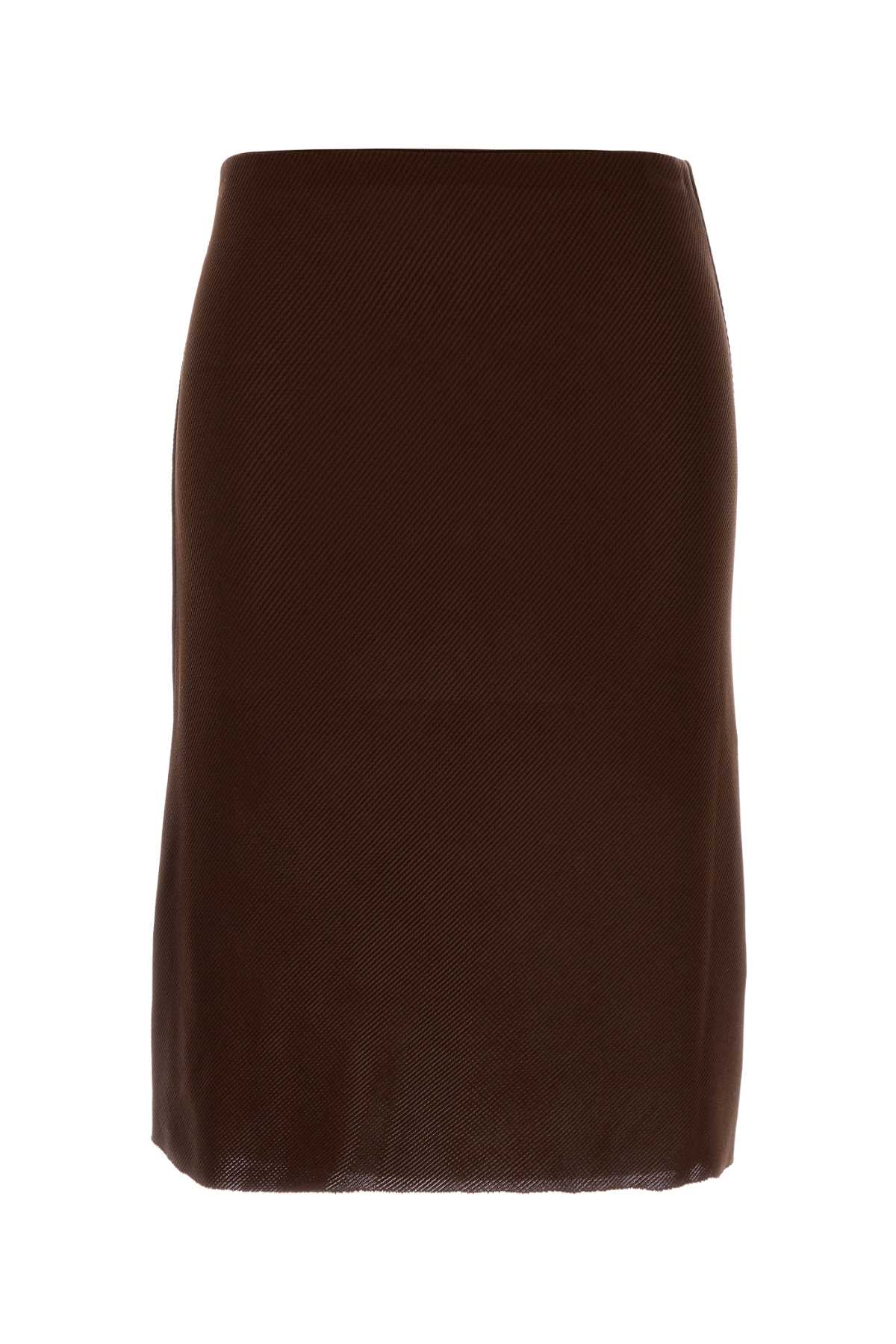 Miu Miu Silk Skirt In Brown