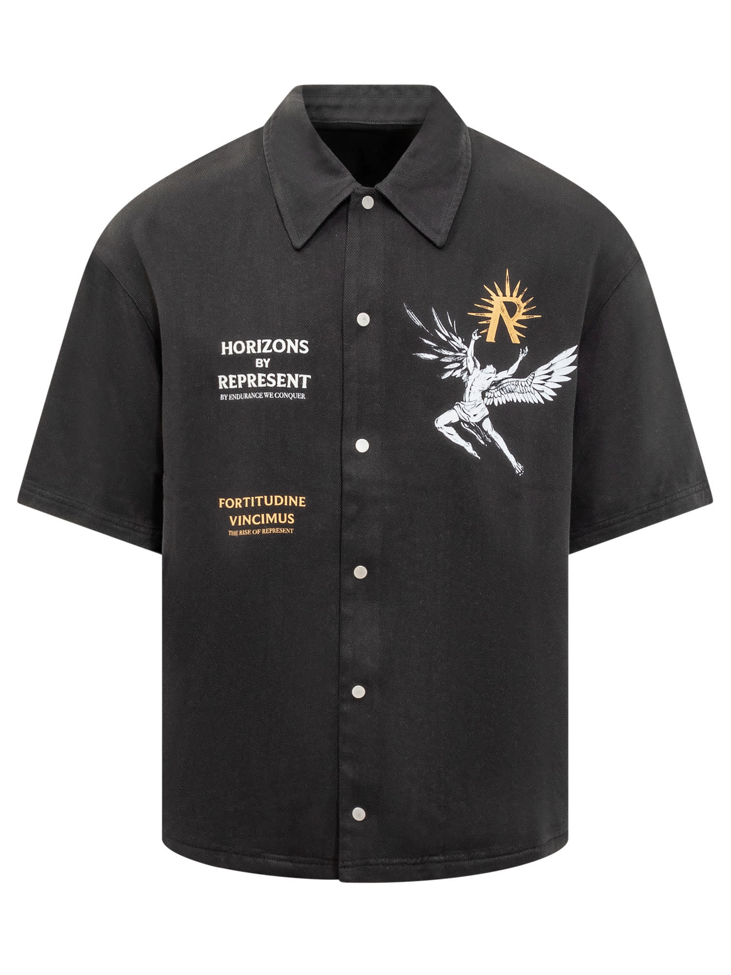 Shop Represent Shirt With Icarus Print In Black