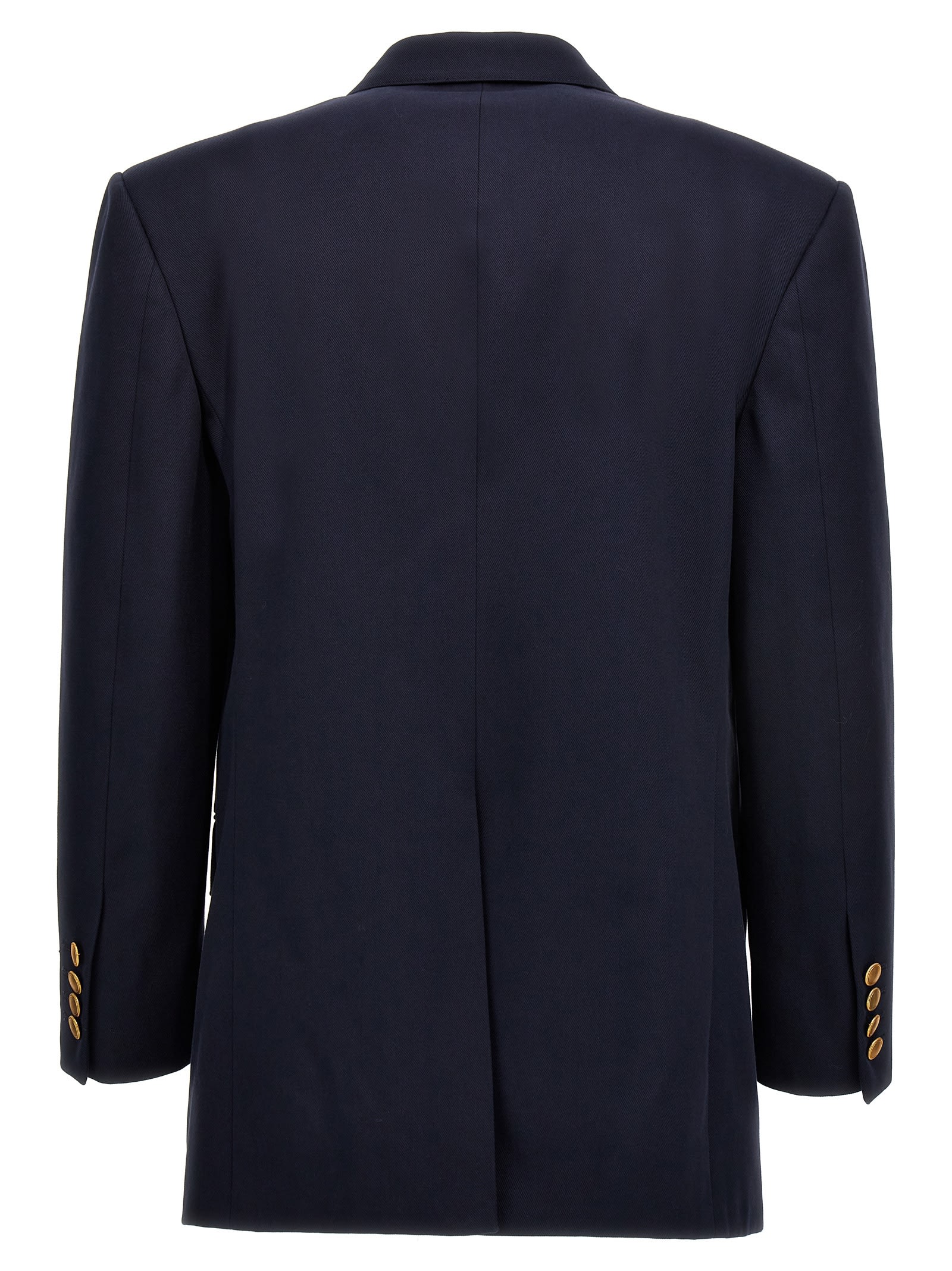 Shop Gucci Gabardine Double Breast Blazer Jacket In Blue