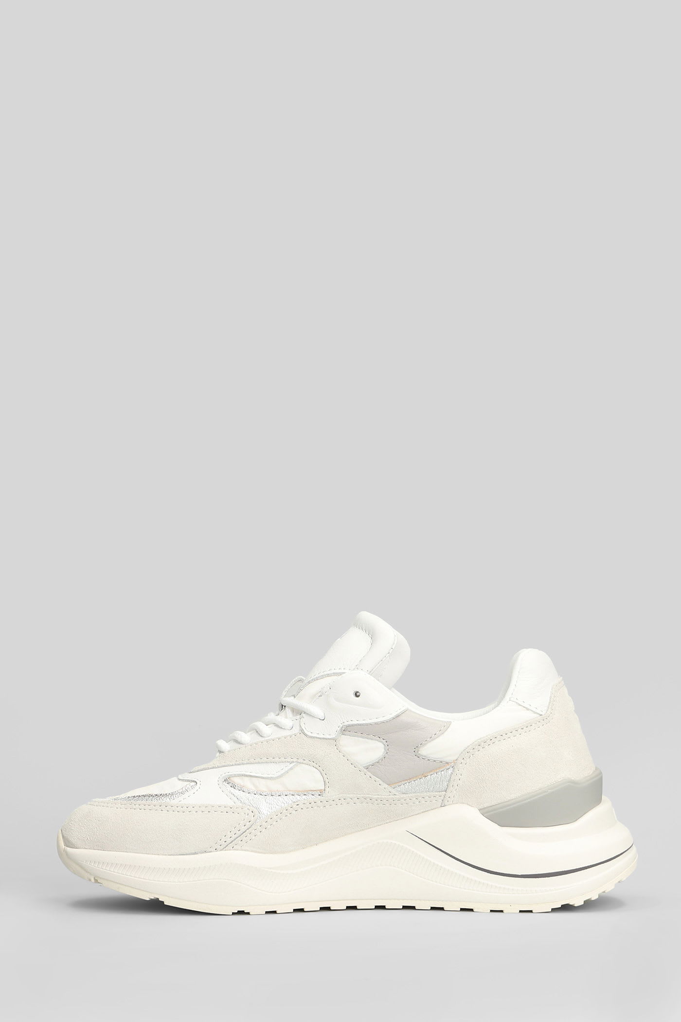 Date Fuga Pony Sneakers In White Suede And Leather In Animal Print