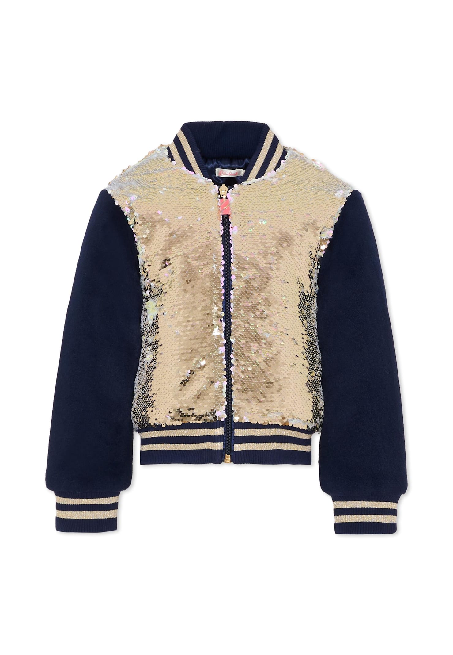 Billieblush Gold Bomber Jacket For Girl With Sequins In Multi