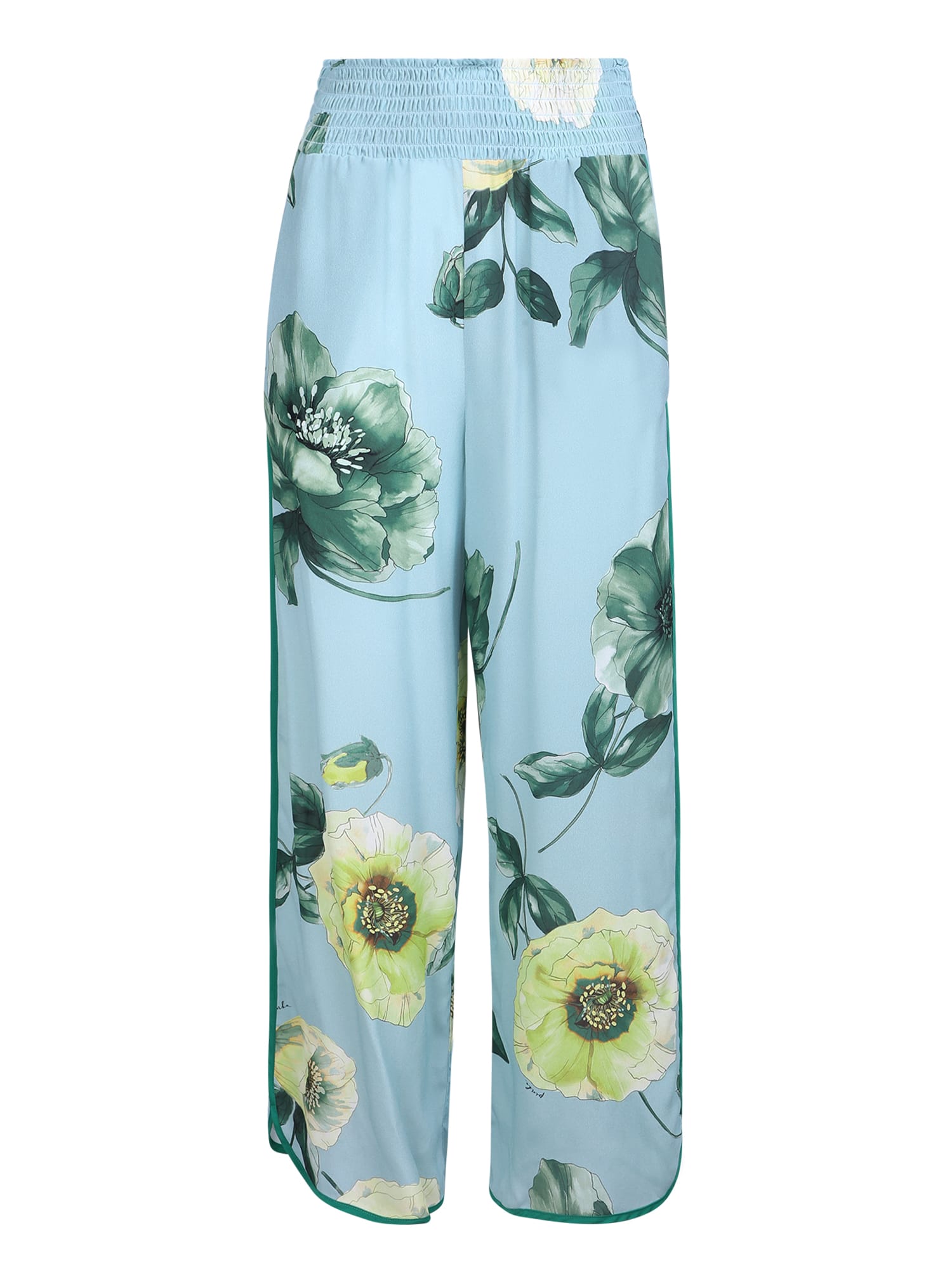 Pinko Wide-leg Floral-print Trousers