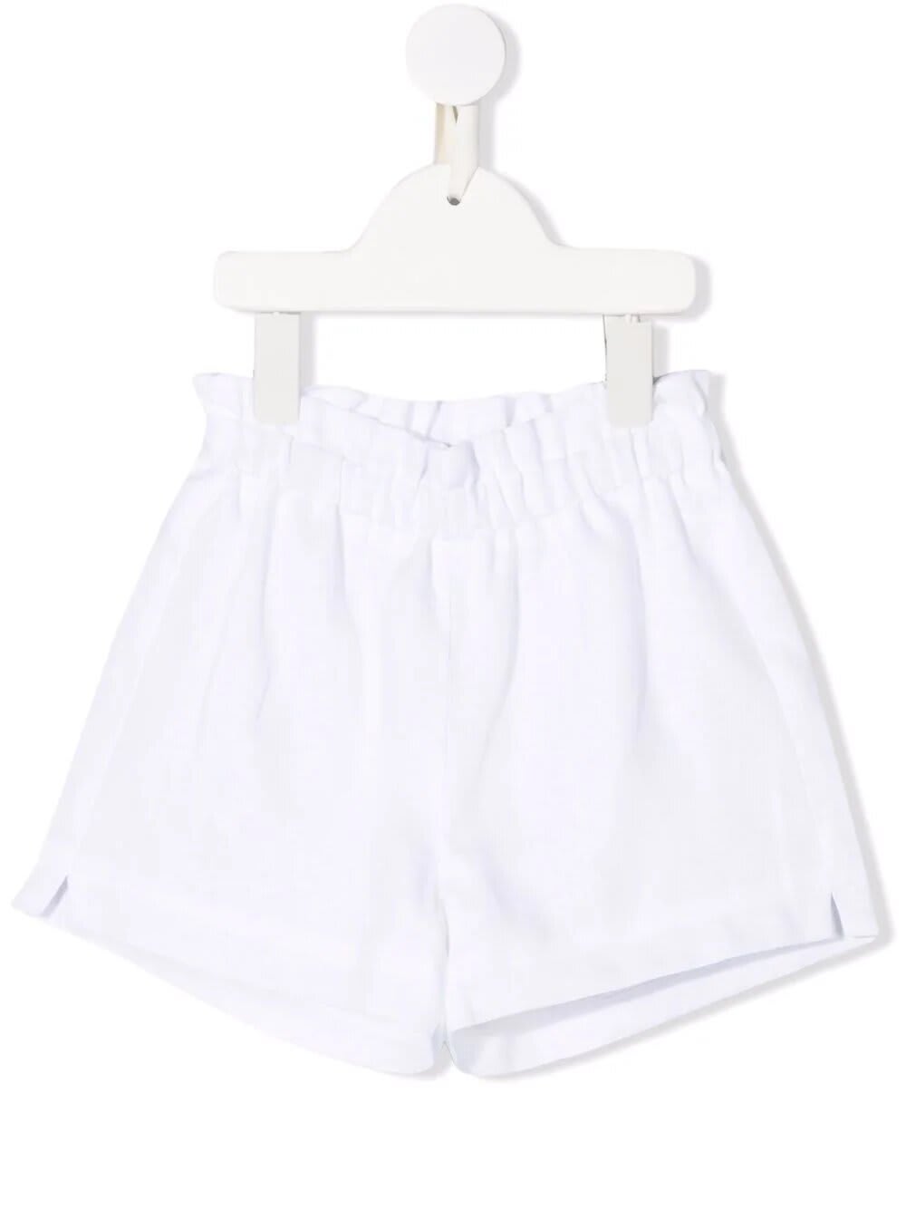 Il Gufo Kids Bermuda Shorts In White Linen With Elastic Waist