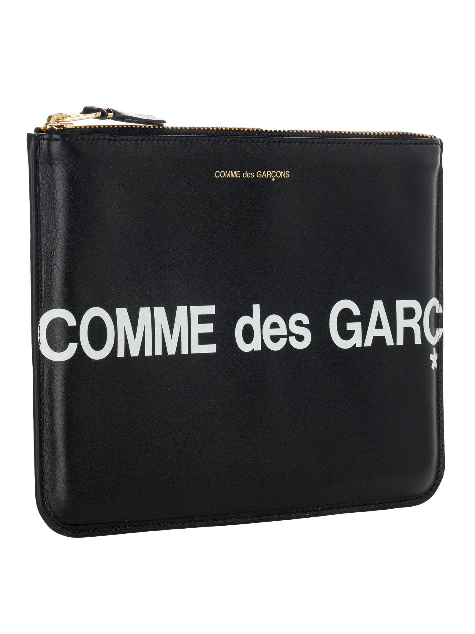 Shop Comme Des Garçons Huge Logo Print Pouch In Black