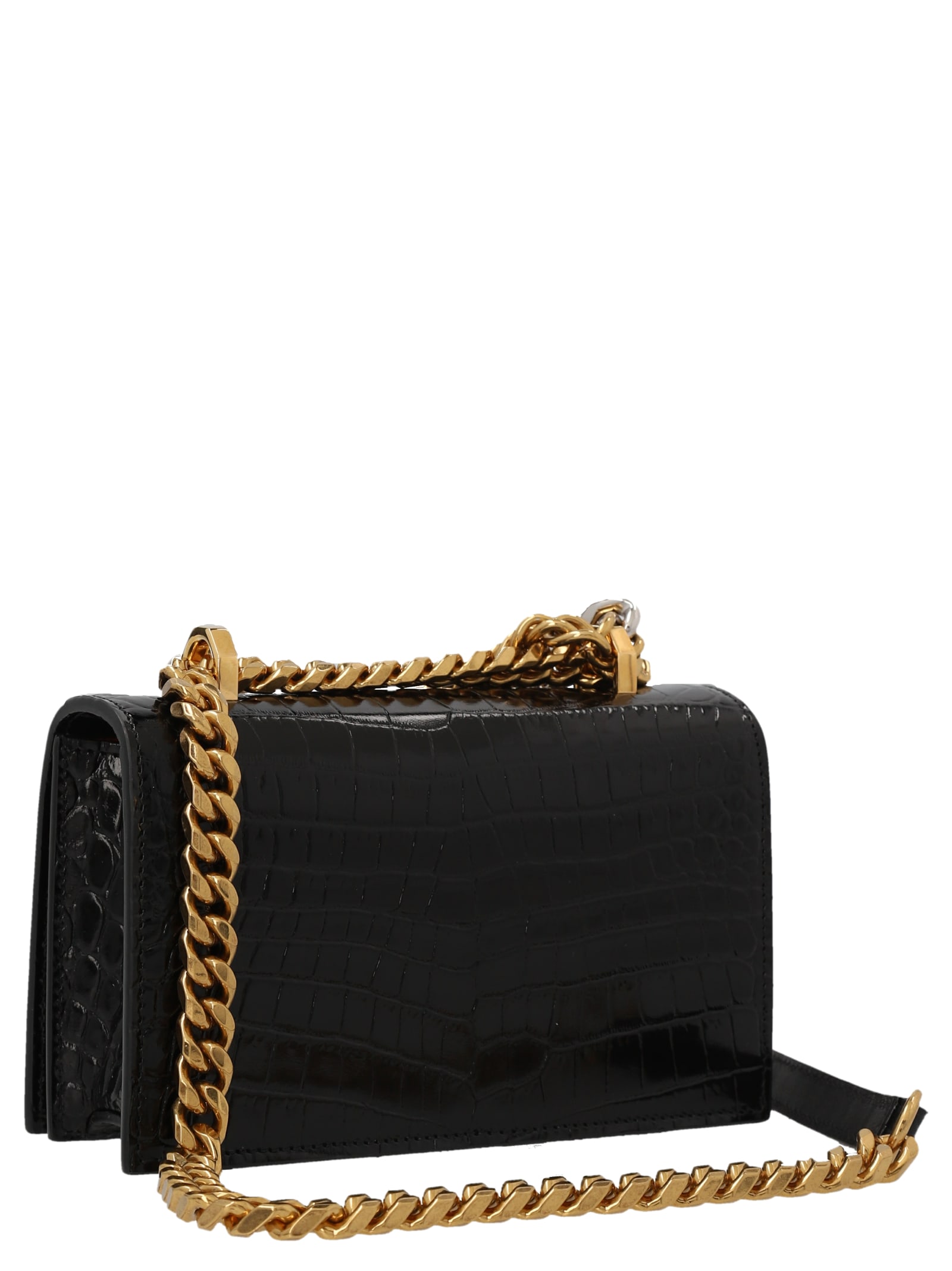 Shop Alexander Mcqueen Mini Jewelled Crossbody Bag In Black