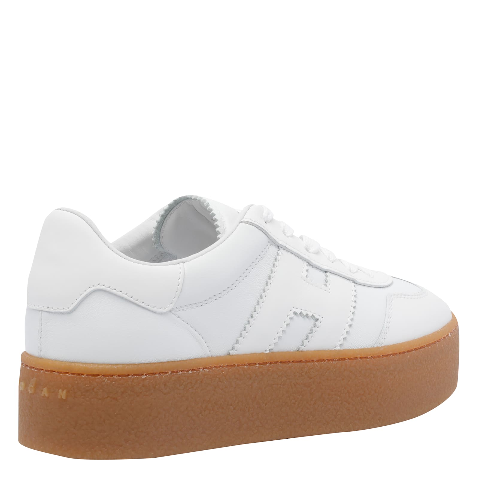 Hogan Low Top Leather Sneakers With Platform Sole In White