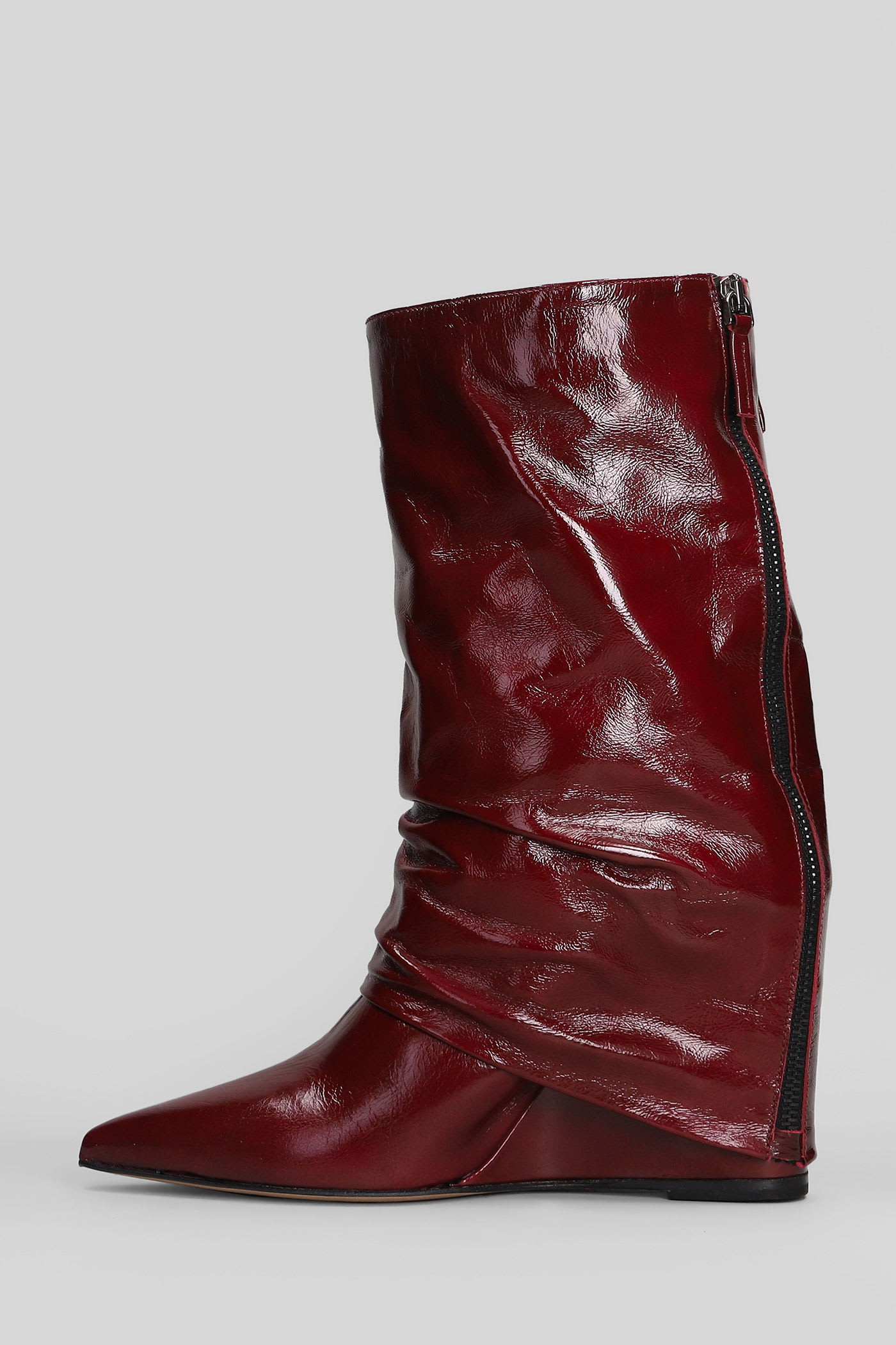 The Seller High Heels Boots In Bordeaux Leather In Burgundy