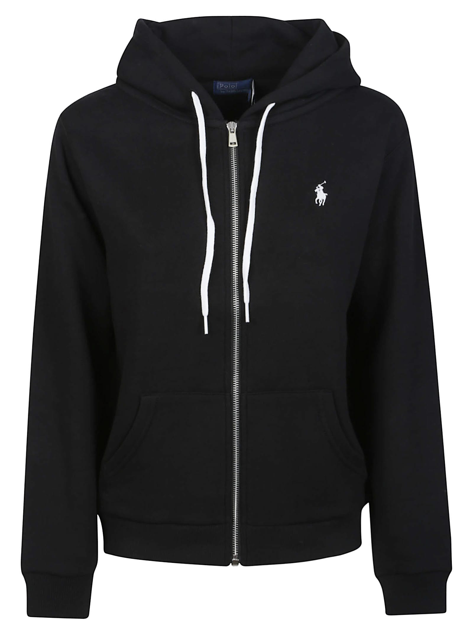 Polo Ralph Lauren Zip-up Hooded Sweatshirt With Kangaroo Pocket In Black