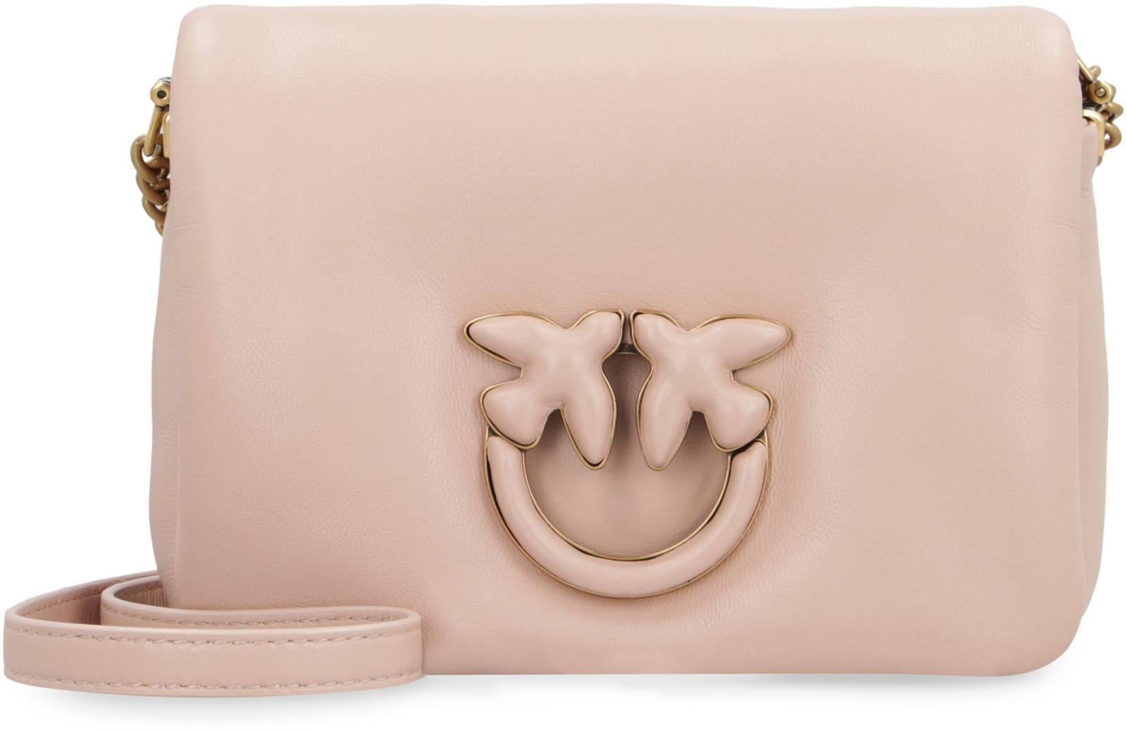 Shop Pinko Love Click Baby Puff Leather Bag In Cipria