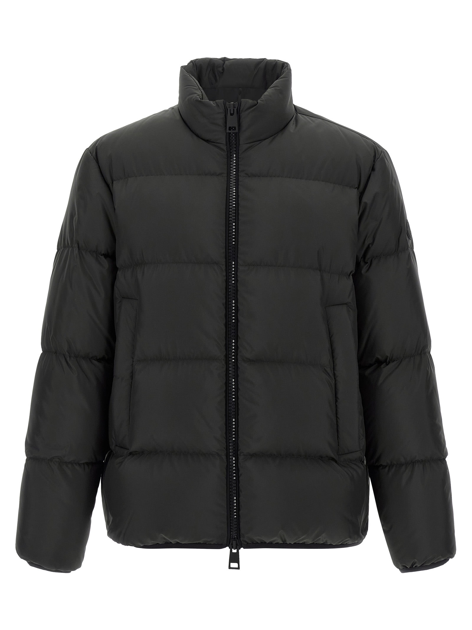 Moncler Nylon Down Jacket High Collar In Animal Print