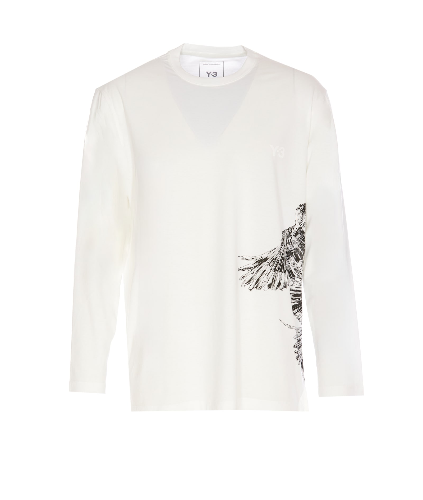 Shop Y-3 Graphic Long Sleeves T-shirt In White