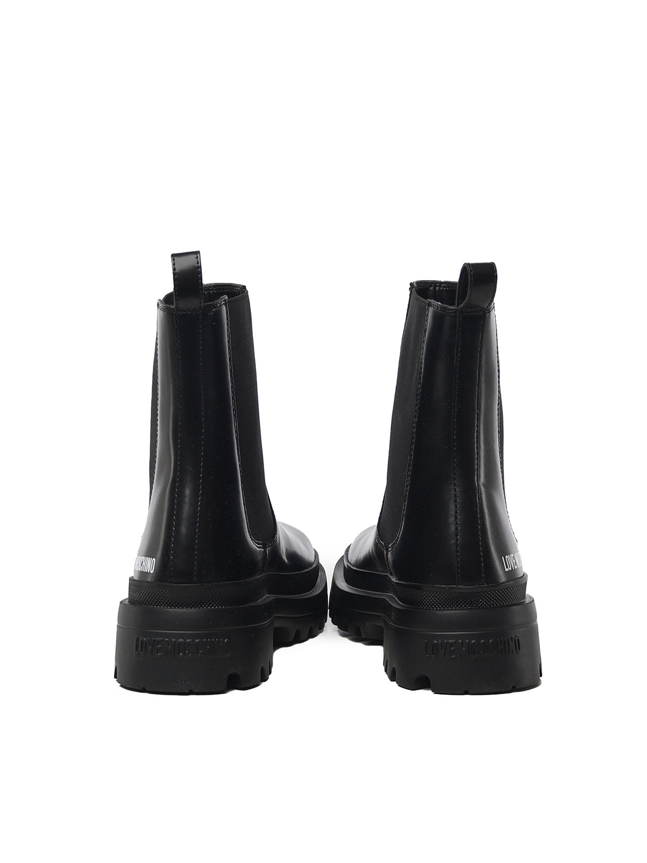 LOVE MOSCHINO CALF AND LYCRA ANKLE BOOTS