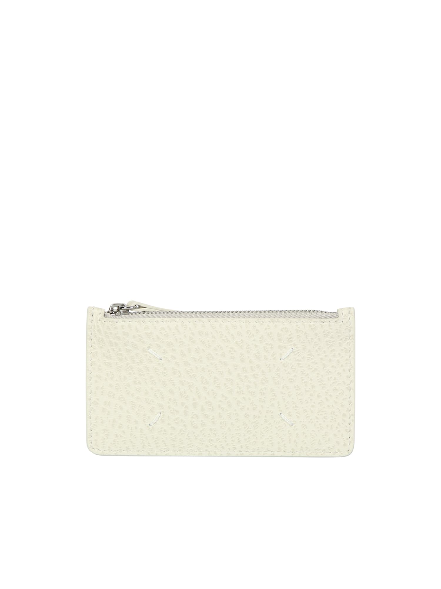Zippered Cardholder By Maison Margiela; Made Entirely In Italy, It Boasts Of Its Iconic Logo With Four Stitches