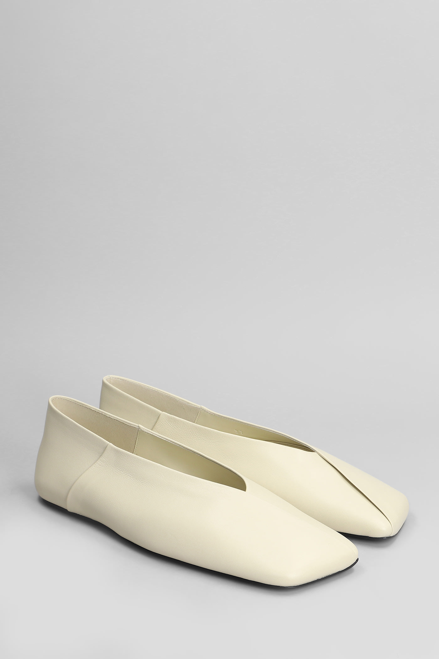 Jil Sander Ballet Flats In Beige Leather In Beige