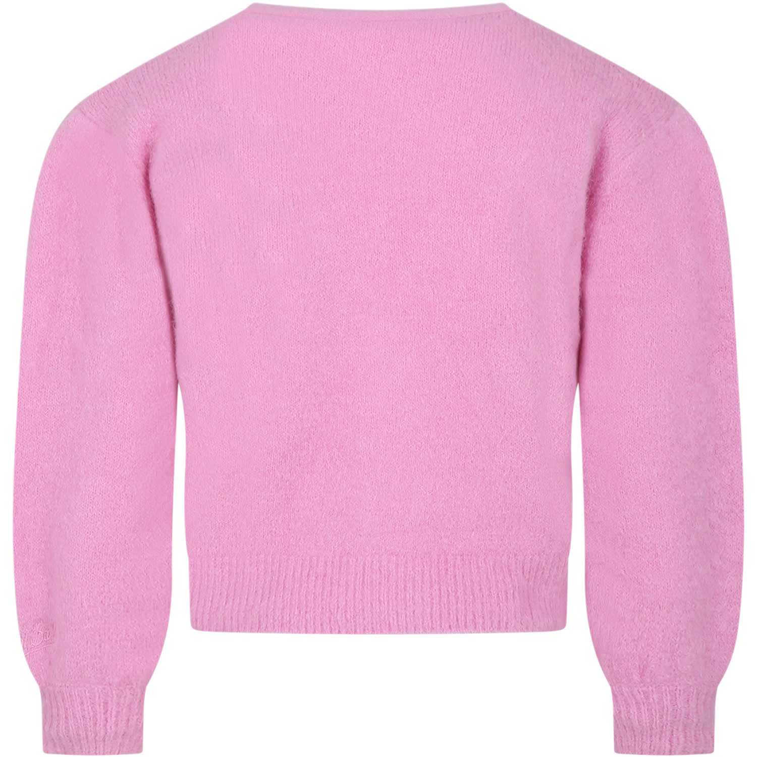 Shop Mc2 Saint Barth Pink Cardigan For Girl With Hats