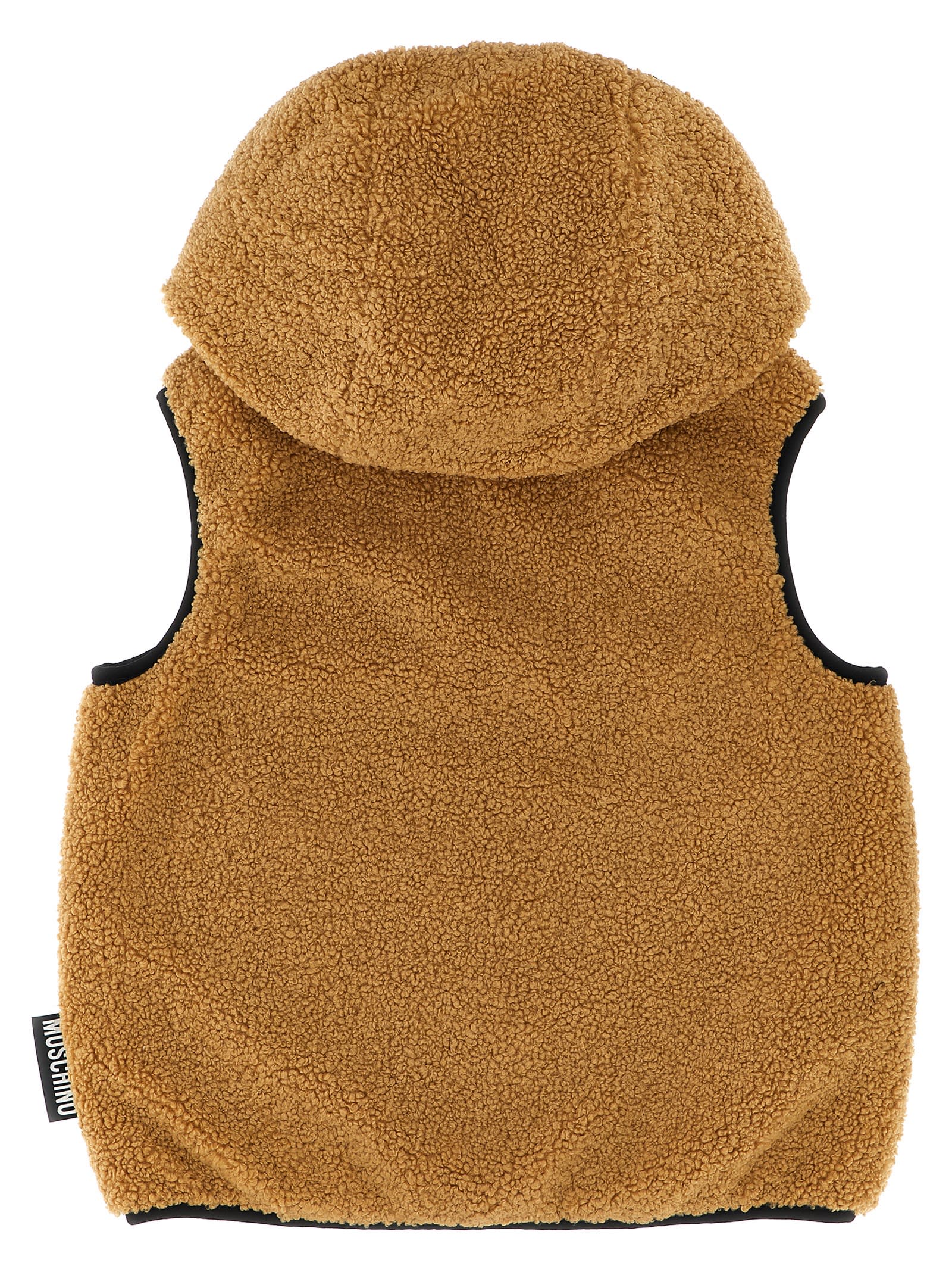 Moschino Teddy Bear Sherling Vest In Brown