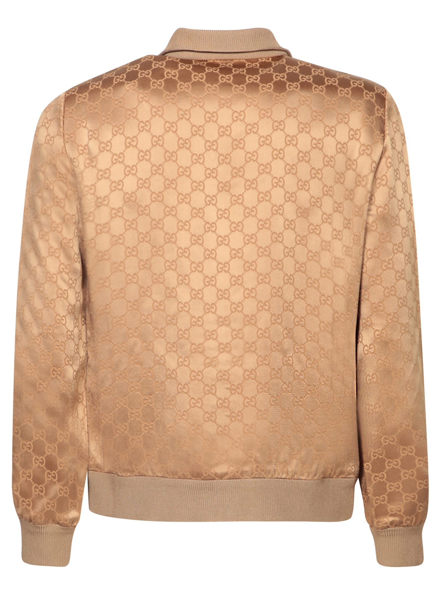 Shop Gucci Camel Viscose Track Zip Sweatshirt In Brown