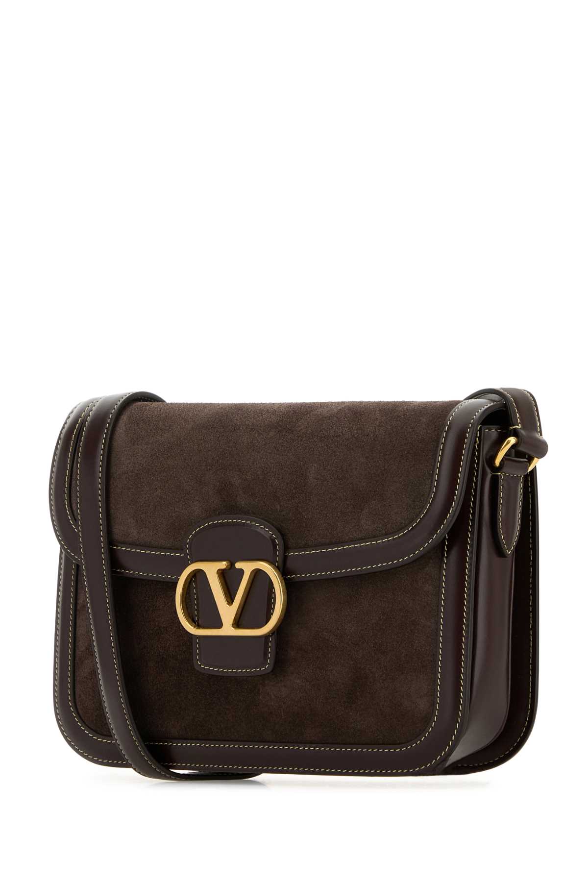 Valentino Brown Suede And Leather 9to5 Shoulder Bag In Testadimorooakbrown
