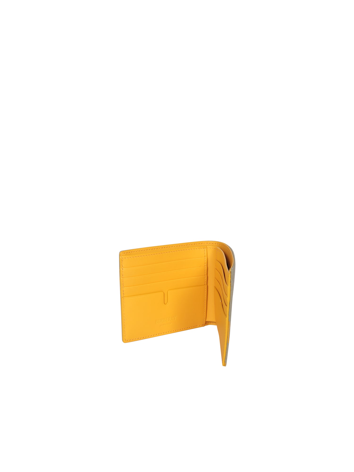 Shop Burberry Wool And Leather Wallet In Yellow