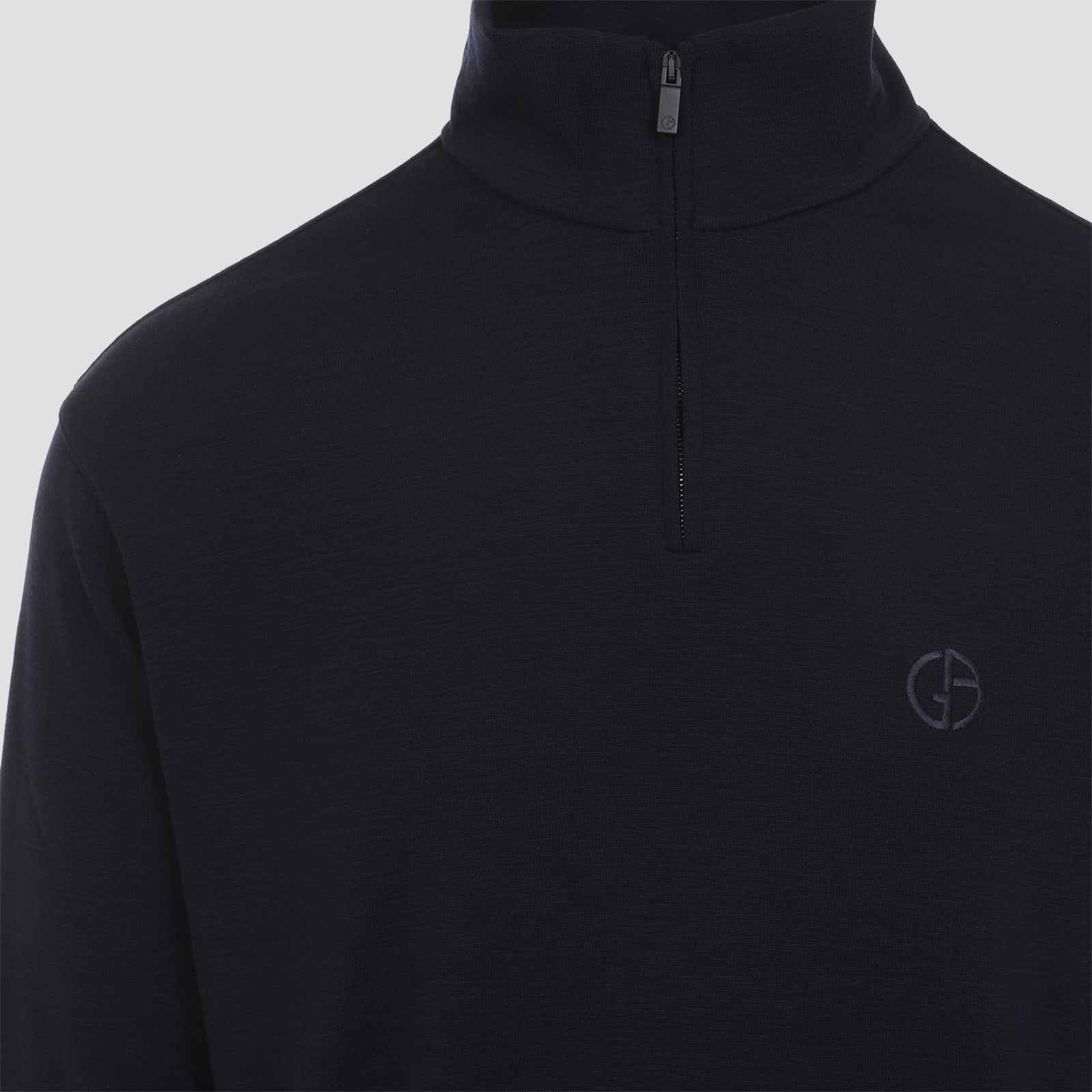 Shop Giorgio Armani Virgin Wool Pullover In Blue Navy