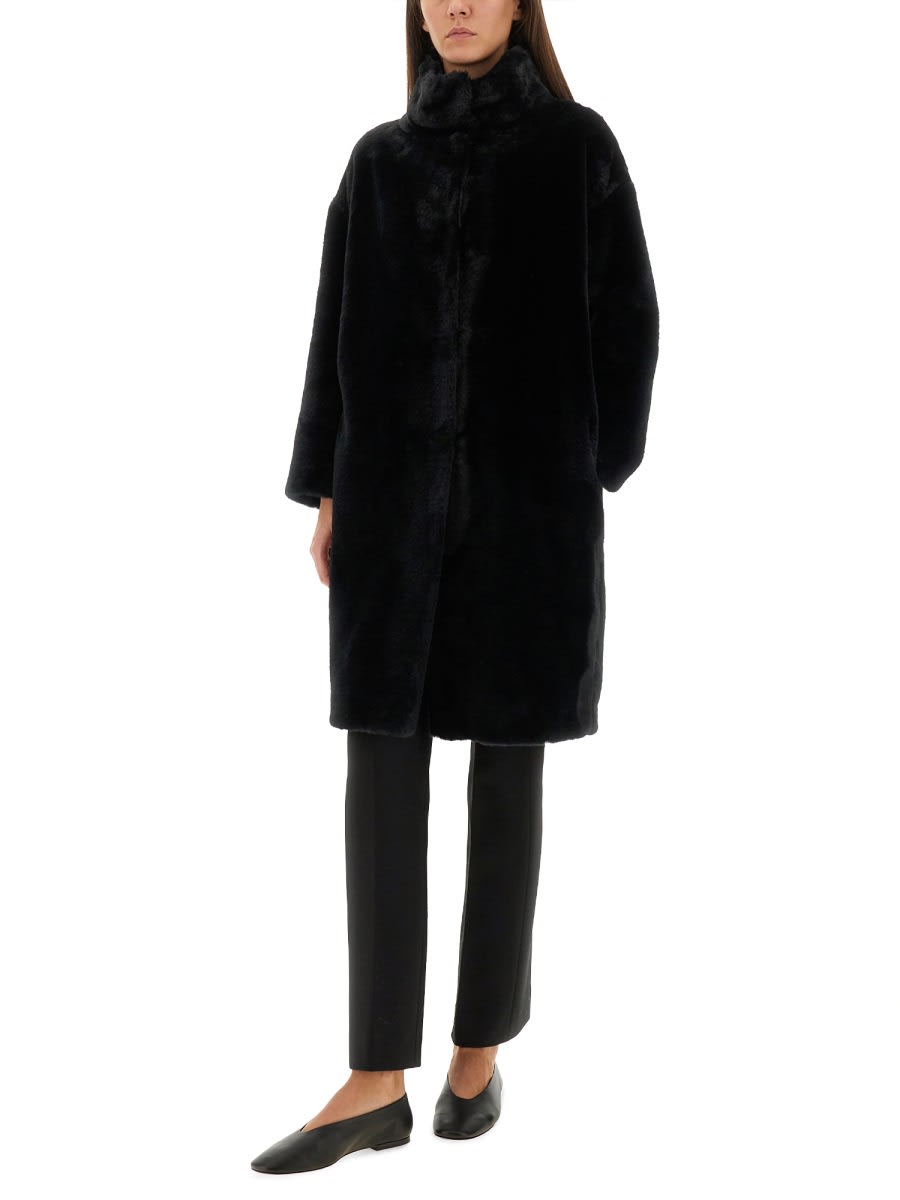 Herno Eco Fur Coat In Black