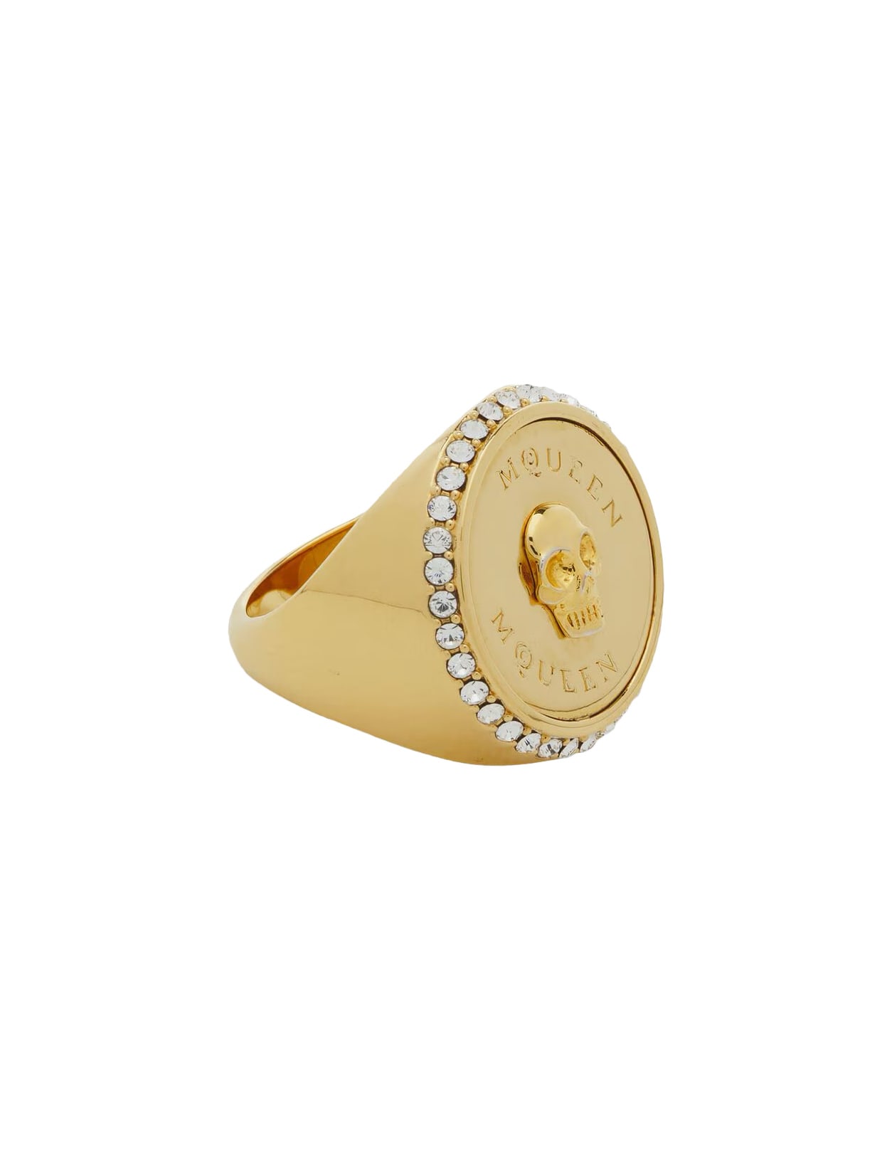 Shop Alexander Mcqueen Sovereign Skull Ring In Gold In Golden