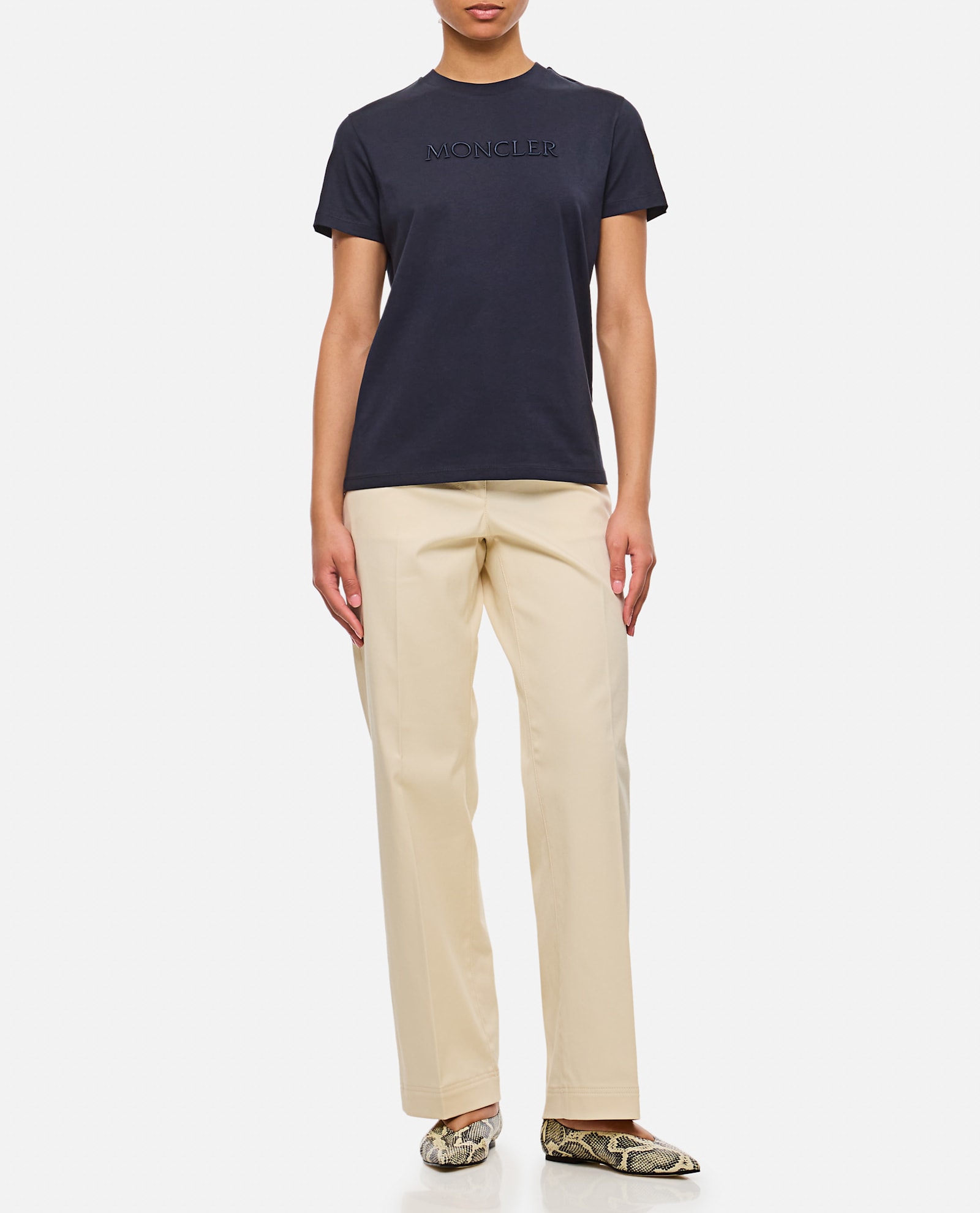 Moncler Women Logo T-shirt In Blue