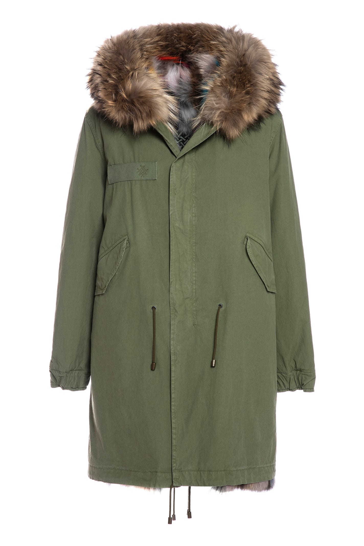 Mr & Mrs Italy Exclusive Fw20 Icon Parka: Army Cotton Canvas Parka With Patch Fox Fur Lining