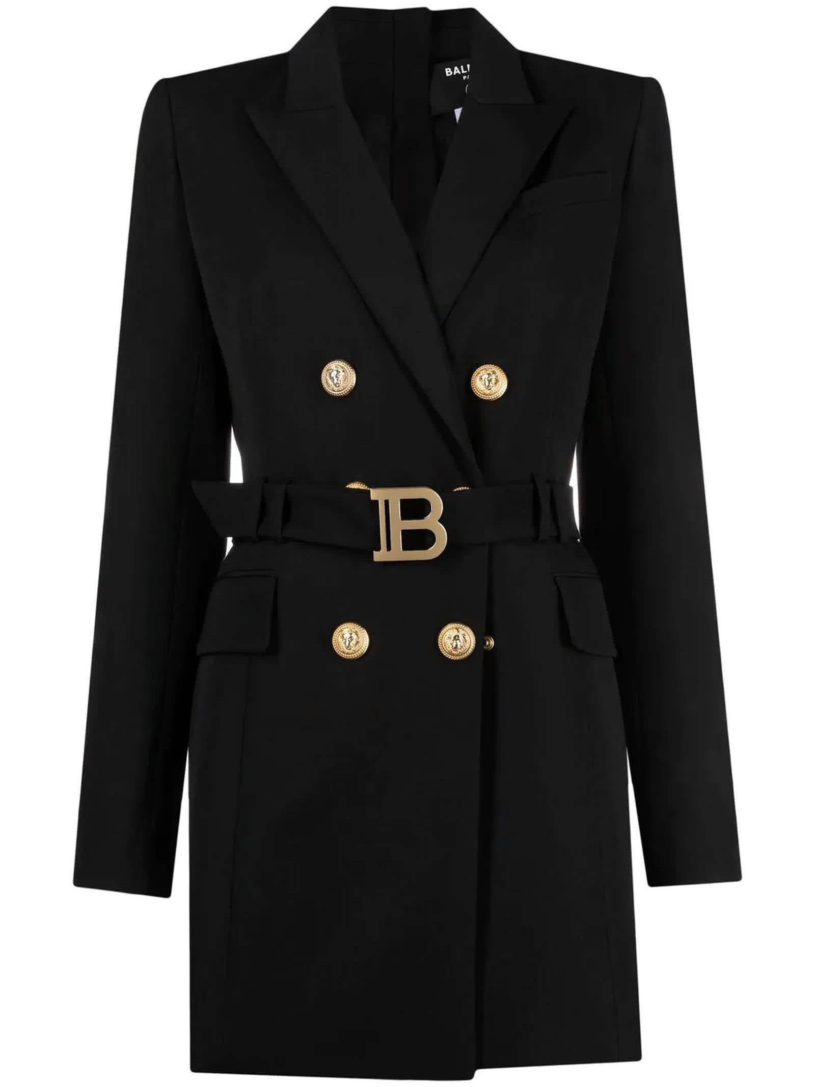 Photo of  Balmain Black Wool Dress- shop Balmain Dresses online sales