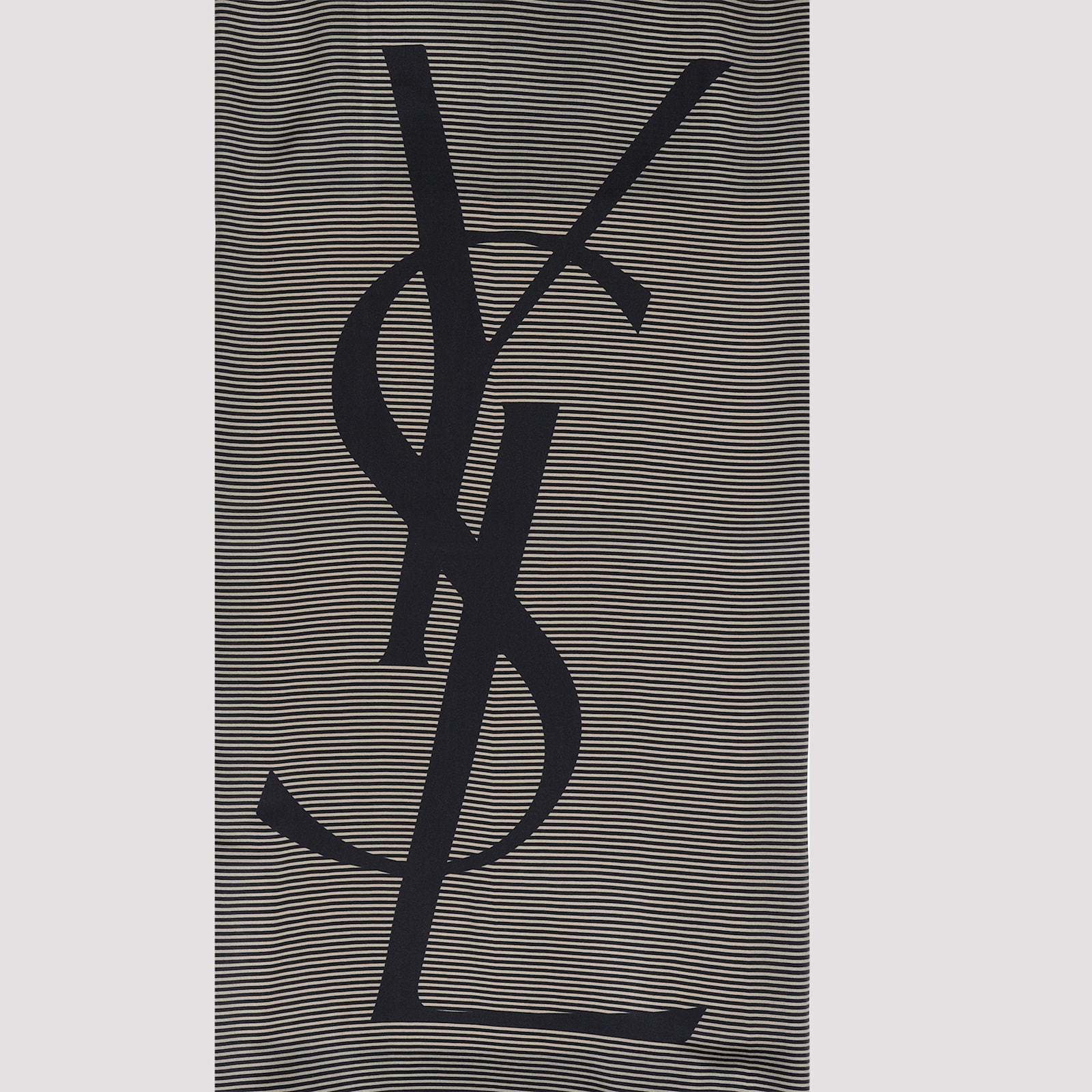 Saint Laurent Cassandre Stripe Silk Charmeuse Scarf In Navy Ivory
